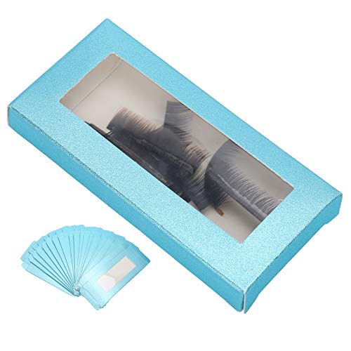 20 Pcs Paper Fake Eyelash Storage Case - 4 Color False Lashes Organizer Box with Display (Blue) | Perfect for Salon, Makeup Artists & Travel | Reusable & Durable Eyelash Holder