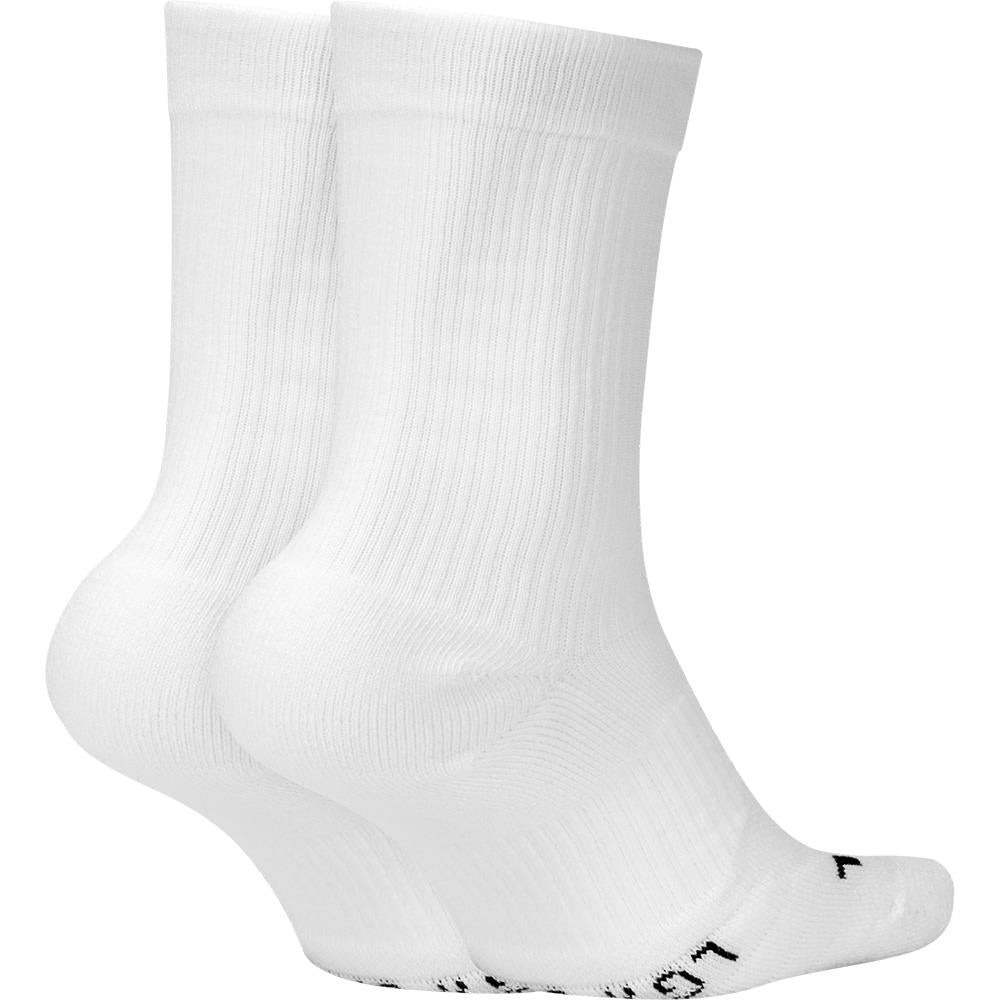 Nike Multiplier Cushioned Crew Socks 2-Pack - White Athletic Socks for Running, Gym & Everyday Comfort - Breathable & Supportive Cotton Blend Socks for Men & Women