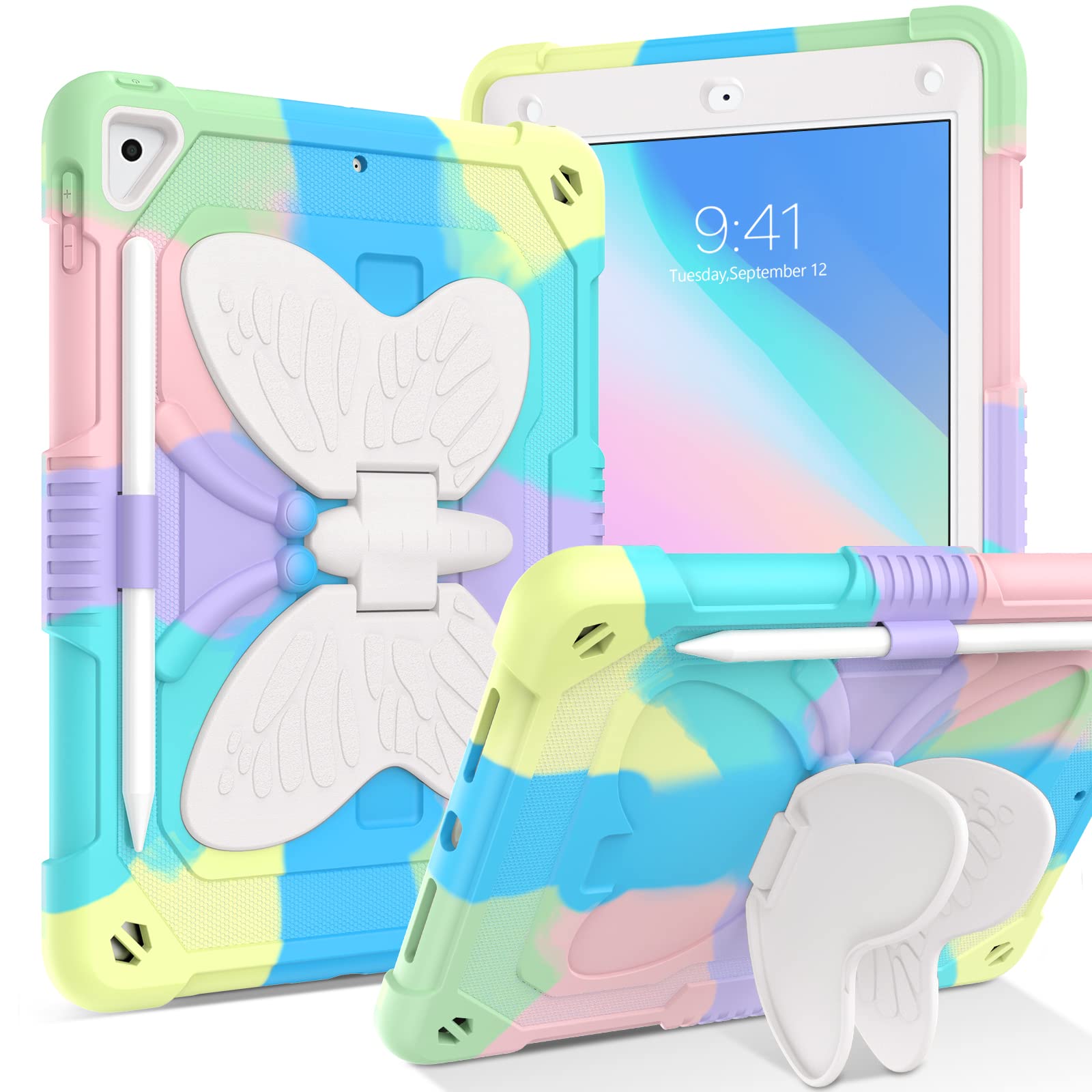 GUAGUA Kids Shockproof iPad Case - Compatible with iPad Air 2, iPad 5th/6th Gen (2017/2018) & iPad Pro 9.7