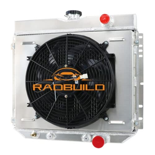 CU340 DPI340 Aluminum 4-Row Radiator for 63-70 Ford Mustang, Falcon, Fairlane, Torino, LTD, Mercury Cougar - Includes Shroud, 14