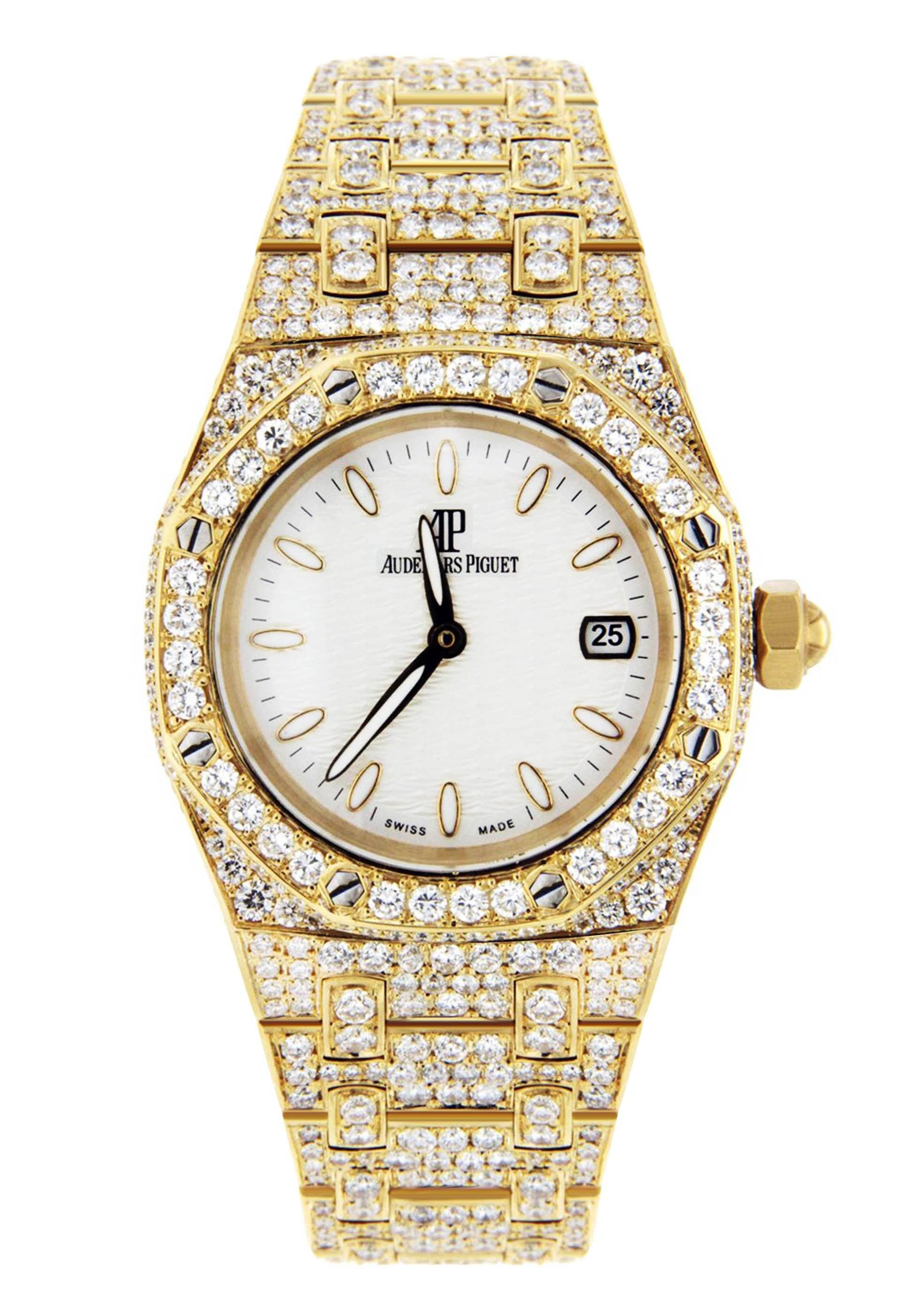 Luxury Diamond Audemars Piguet Royal Oak Women's Watch 18K Yellow Gold - Perfect for Formal Events, Gifts & Special Occasions