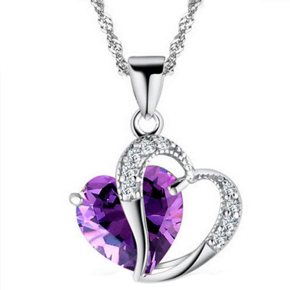 Orcbee Women's Fashion Heart Crystal Rhinestone Silver Chain Pendant Necklace Jewelry - Elegant Gift for Valentine's Day, Anniversary & Special Occasions