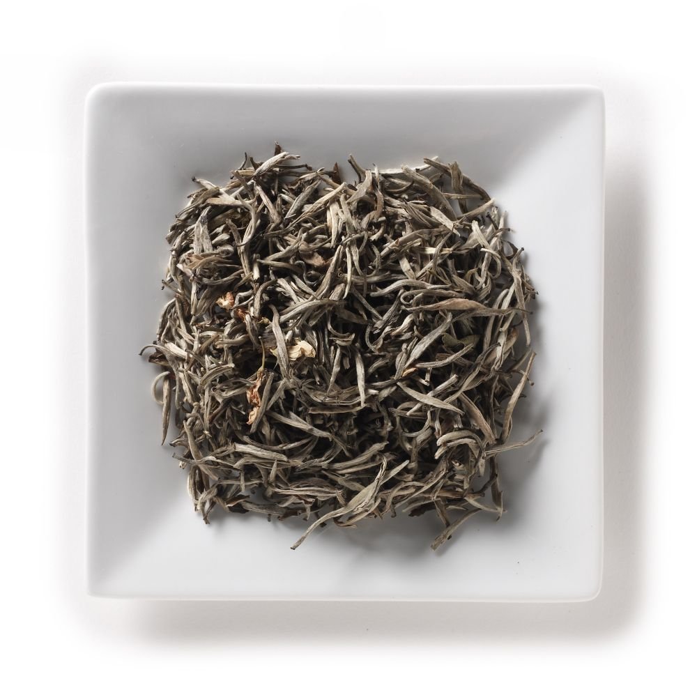 Premium Mahamosa Silver Needle Jasmine White Tea & Stainless Steel Infuser Set - 8oz Loose Leaf Tea with Natural Jasmine Buds - Perfect for Relaxation, Meditation & Afternoon Tea Time