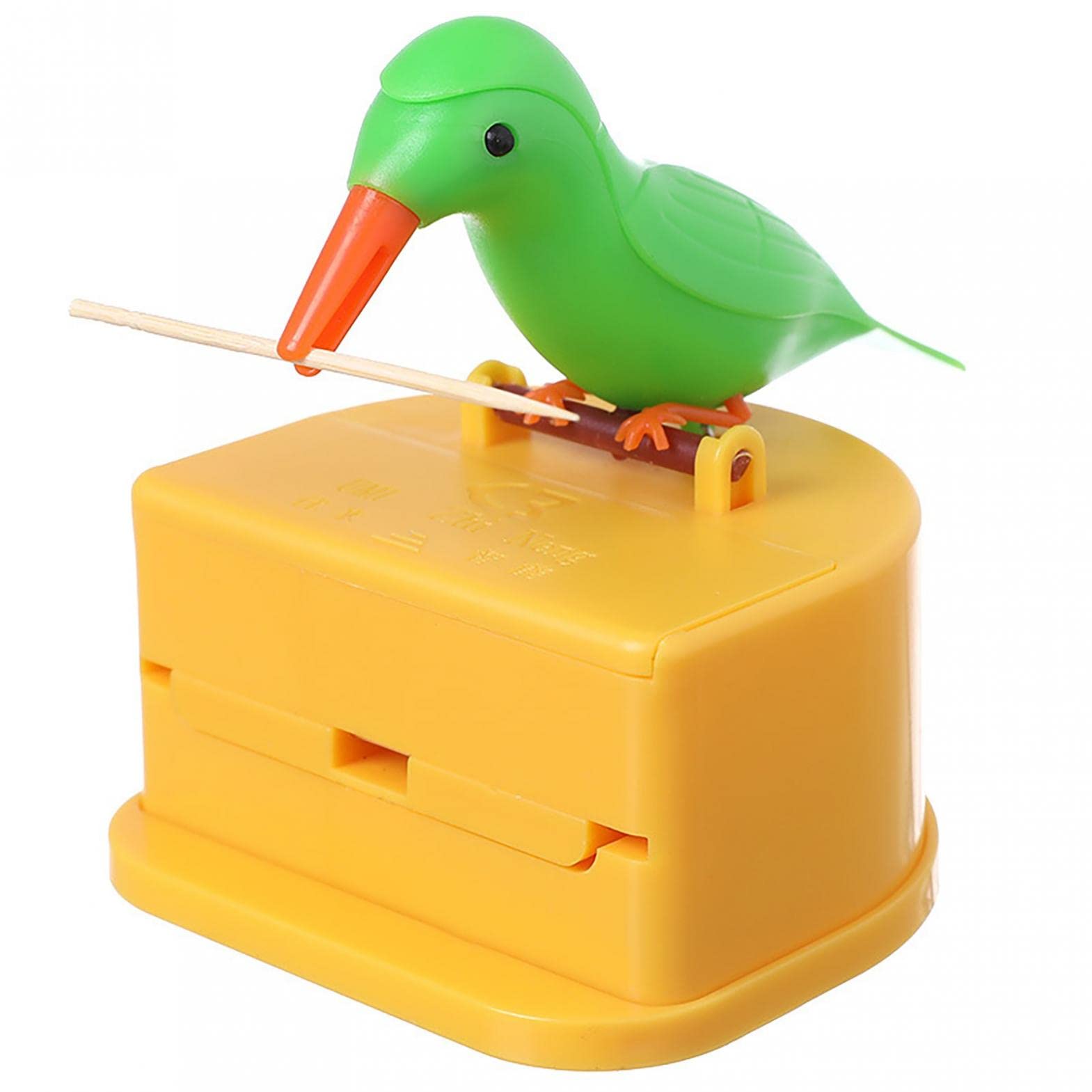 Creative Push-Type Little Bird Toothpick Dispenser - Automatic Eject Toothpick Holder for Kitchen, Dining Table & Party Supplies (Yellow)