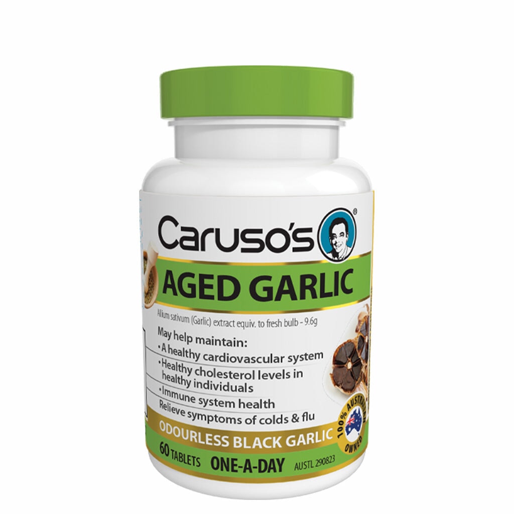 Caruso's Aged Garlic Supplement - One a Day for Heart Health & Immune Support - Perfect for Daily Wellness & Healthy Lifestyle