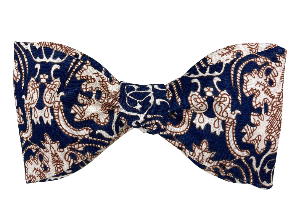 Stylish Navy & Brown Abstract Bow Tie for Men - Perfect for Weddings, Parties & Formal Events | Elegant & Unique Design