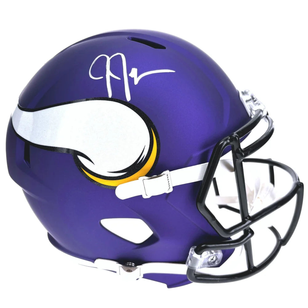 Justin Jefferson Autographed Minnesota Vikings Full Size Helmet with BAS COA - Signed NFL Collectible for Fans, Display, and Memorabilia Collection
