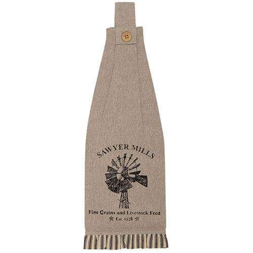 2-Pack Sawyer Mill Charcoal Windmill Button Loop Kitchen Towels - Absorbent & Stylish for Farmhouse, Rustic & Modern Kitchens