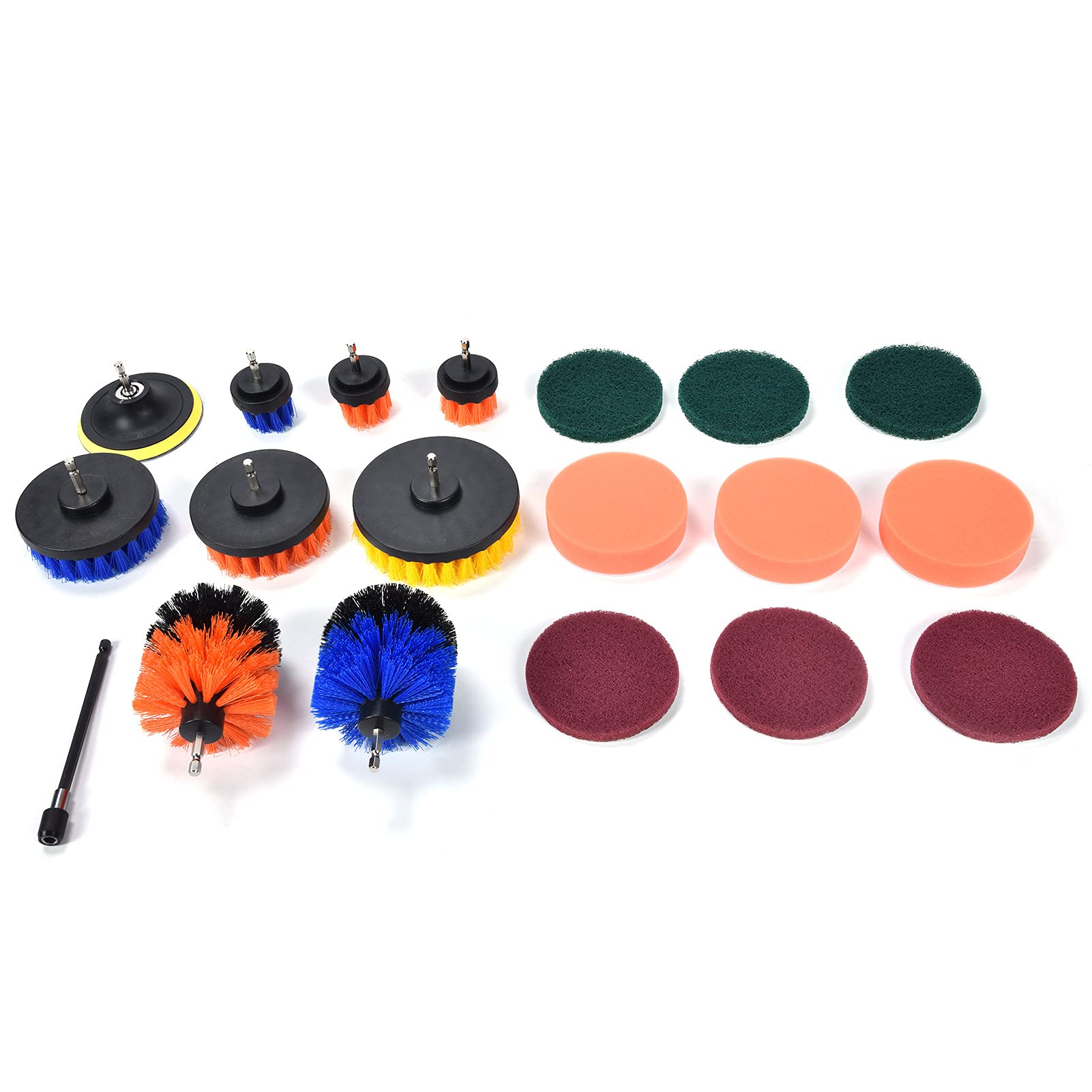 19-Piece Drill Brush Attachment Kit - Wire Wheels, Scrub Pads & Polishing Pads for Deep Cleaning - Power Drill Cleaning Set for Walls, Tiles, Grout & Household Surfaces (Ideal for Bathroom, Kitchen & Garage Cleaning)