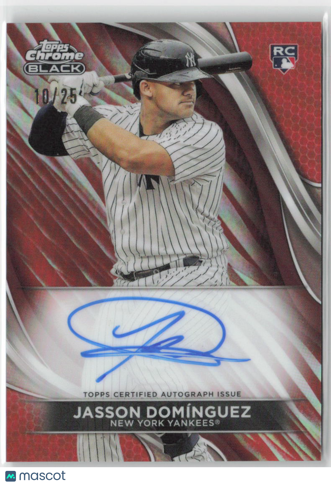 2024 Topps Chrome Black Jasson Dominguez 10/25 Orange Rookie Auto #CBA JDO - Rare Baseball Card for Collectors & Sports Memorabilia Enthusiasts - Perfect for Display, Trading, and Investment