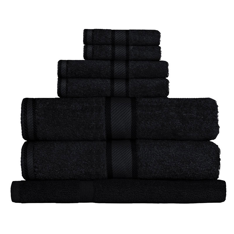 Premium 100% Cotton Bath Towel Set - 7pc Ultra Soft & Absorbent Black Towels for Spa, Gym, and Luxury Bathroom Use