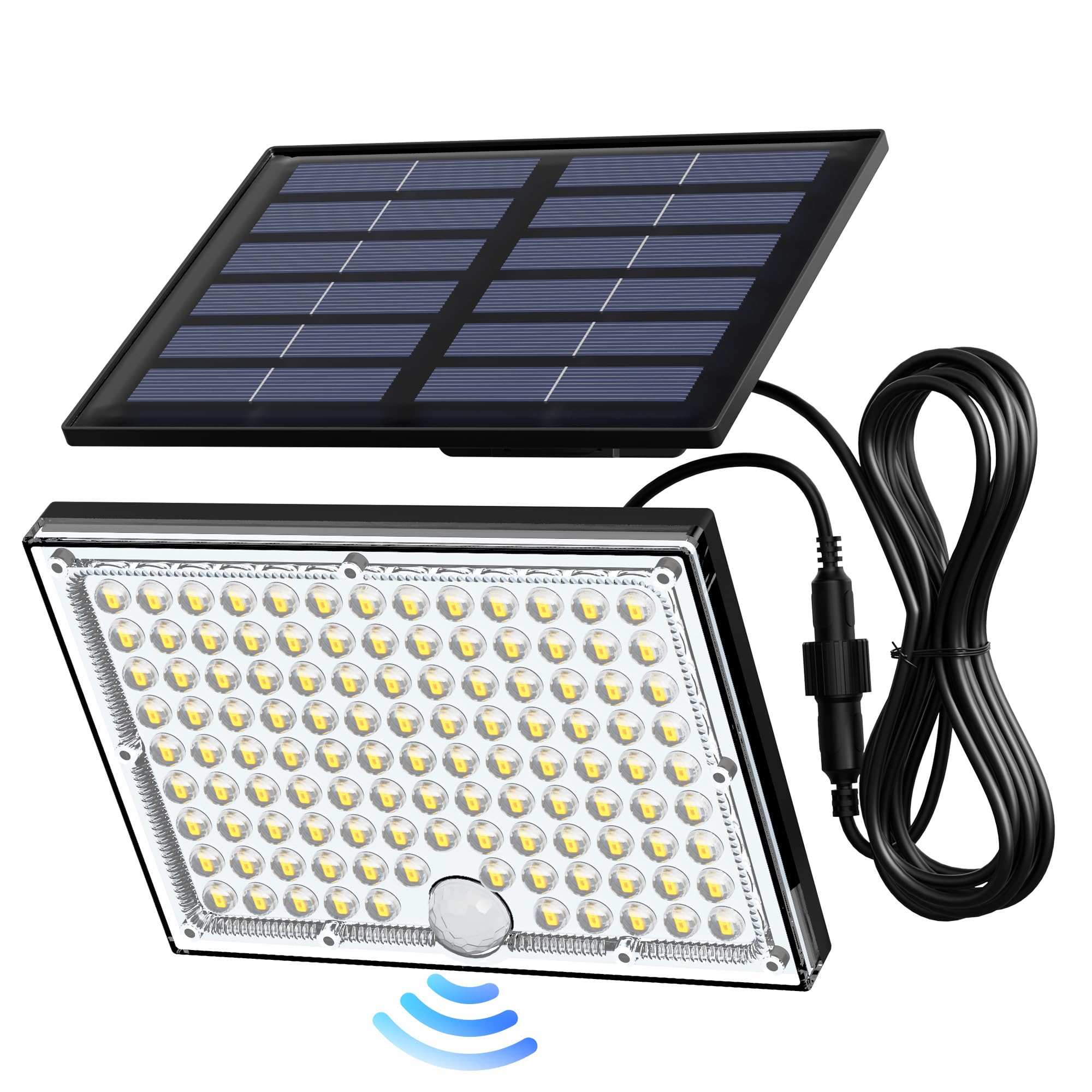 JACKYLED 113LED Solar Motion Sensor Flood Lights - Cool White Waterproof Outdoor Security Lighting for Porch, Patio, Yard & Garage | Solar Powered Dusk to Dawn Operation | Ideal for Home Security, Pathway Illumination & Landscape Lighting (1 Pack)