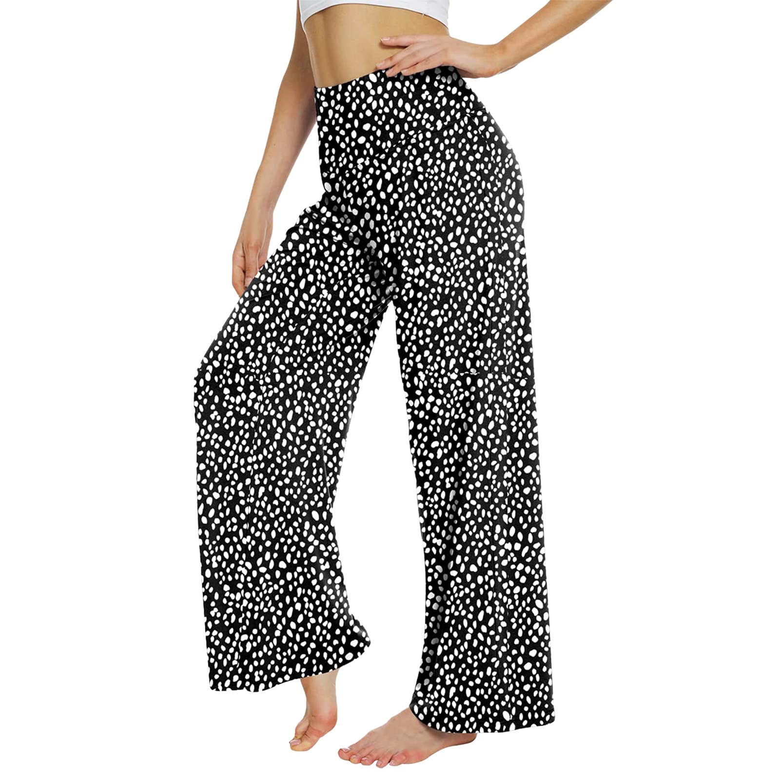 Chakimi Women's Casual Printed Pants - Lightweight High Waist Wide Leg Lounge Pants with Elastic Waistband | Perfect for Yoga, Travel & Relaxing at Home