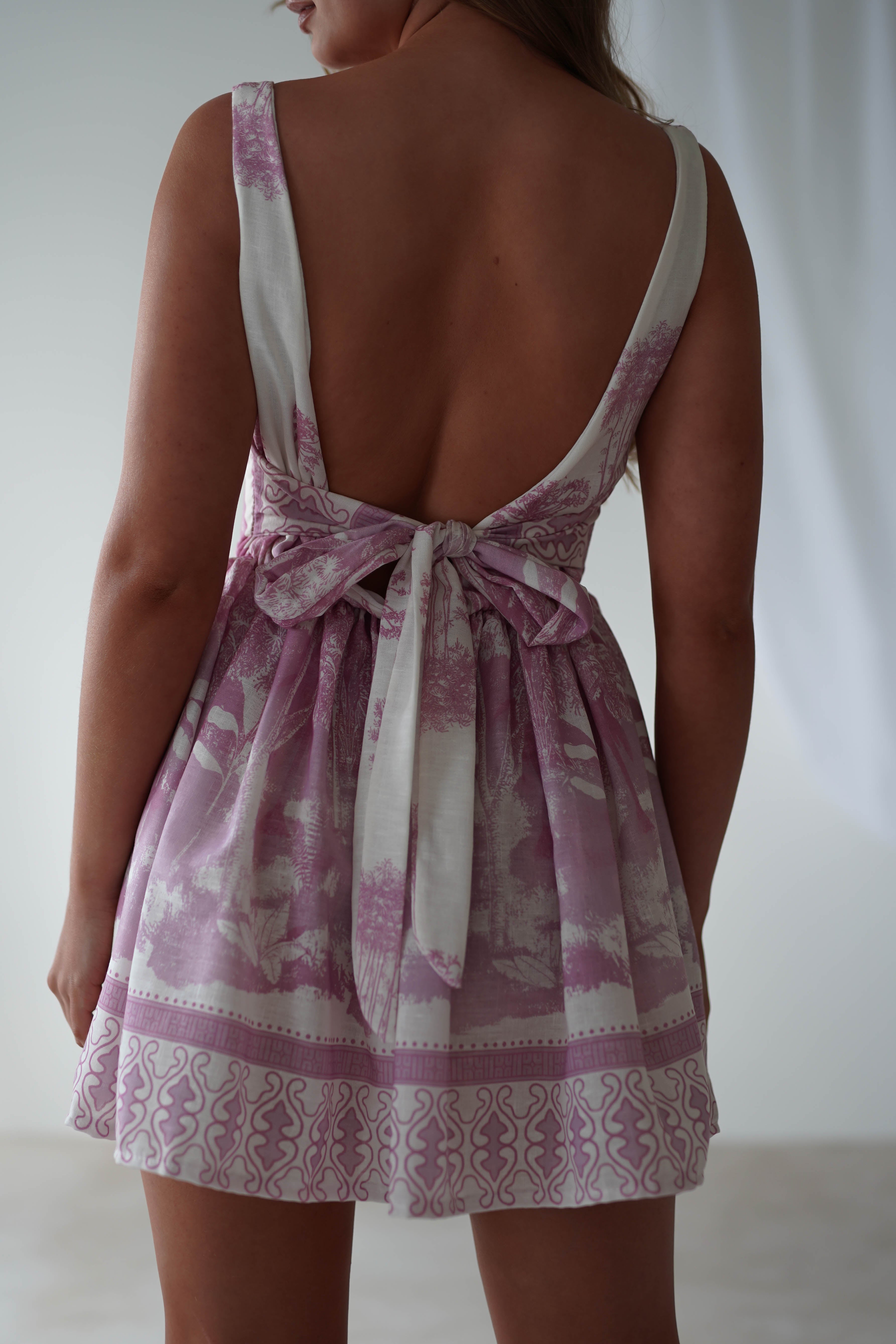 Ophelia Floral Printed Mini Dress - Pink & White | Summer Casual, Beach Party, Date Night Outfit