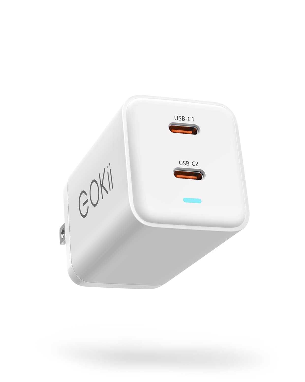 Eokii 45W GaN III USB C Wall Charger with PD & QC 3.0 Fast Charging - Dual Port Foldable Plug for iPhone 15/14 Pro Max, Samsung S23/S22 Ultra, iPad, MacBook - Perfect for Travel, Home & Office Use