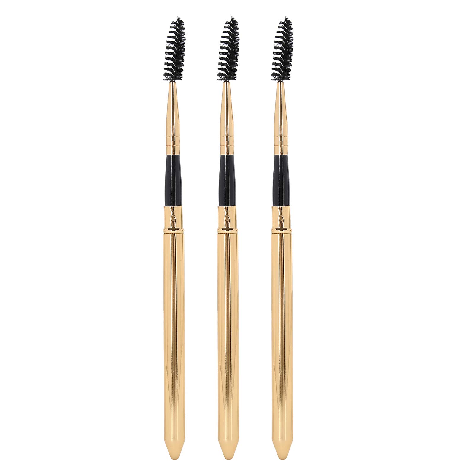 3pcs Eyebrow & Eyelash Brush Set with Metal Sleeve - Perfect for Daily Makeup & Festivals