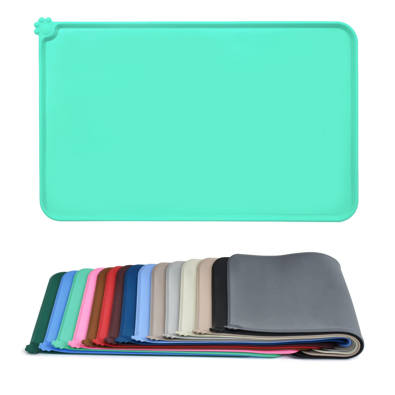 AUDWUD Non-Slip Silicone Pet Feeding Mat - Waterproof Dog Bowl Mat for Food & Water - Perfect for Messy Eaters, Puppy Training & Hard Floor Protection