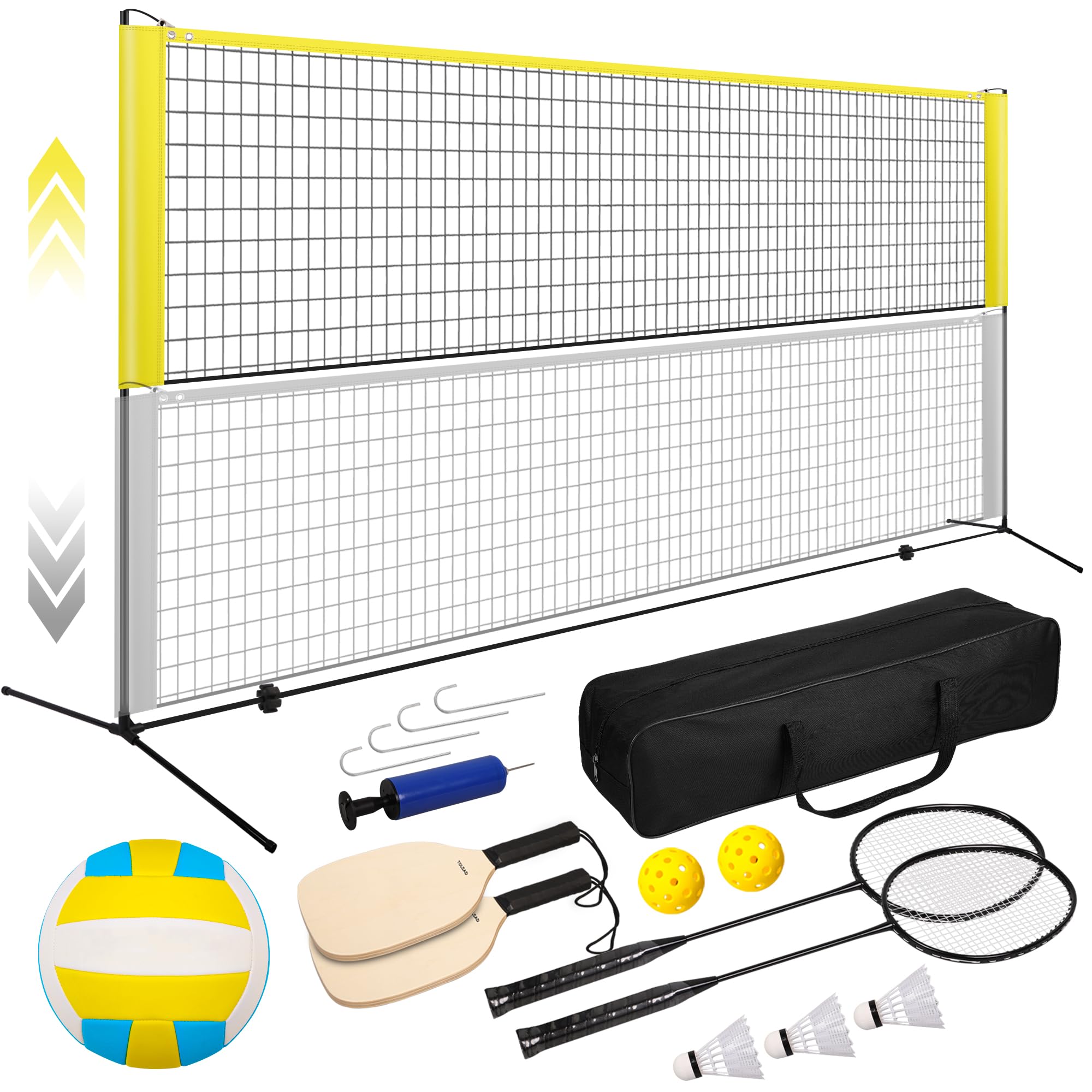 Premium Badminton & Pickleball Set with Portable Net - Outdoor Sports Equipment for Backyard, Beach, and Park Games