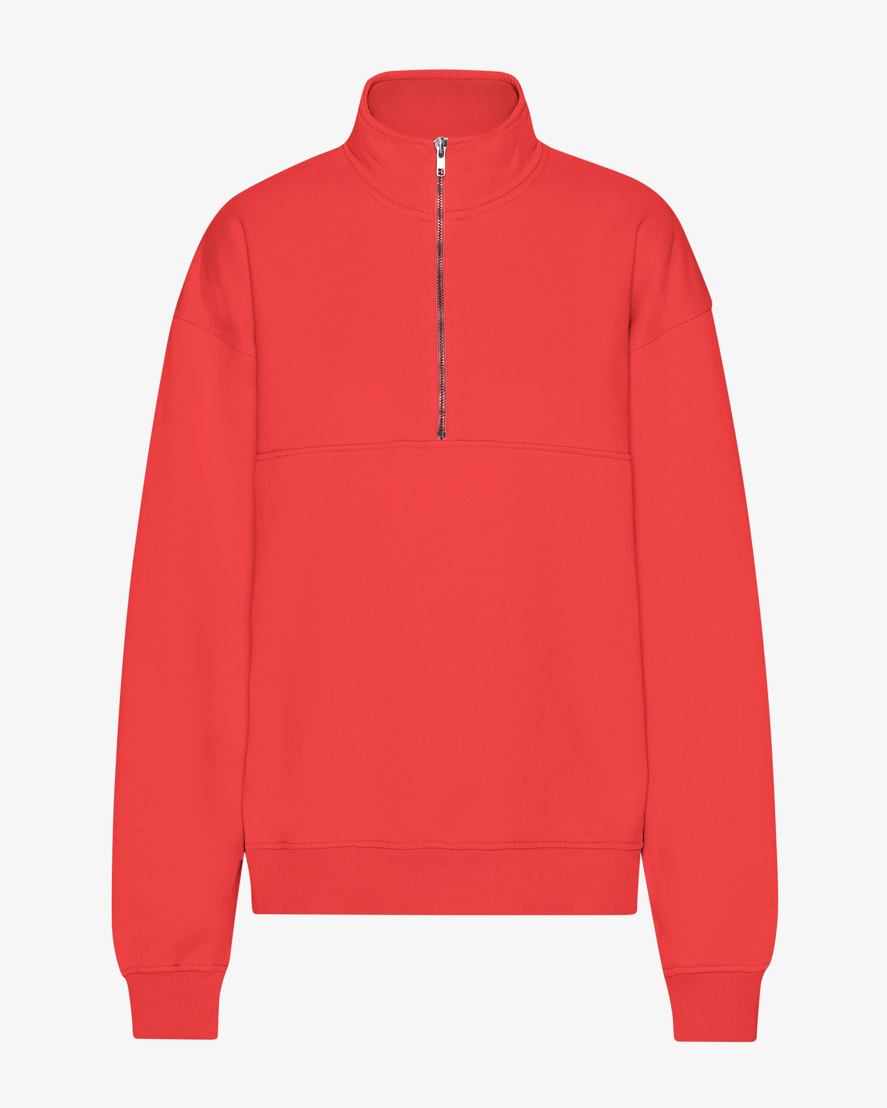 Organic Quarter Zip Sweatshirt for Men - Red Tangerine Color | Eco-Friendly Cotton Pullover | Perfect for Outdoor Activities & Casual Wear