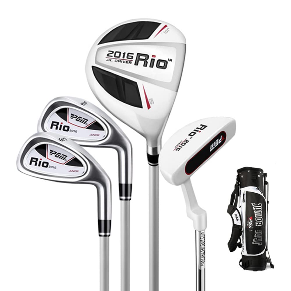 PGM Junior Golf Club Set for Kids - Right Handed 4-Piece Youth Golf Clubs with Stand Bag for Boys & Girls | Perfect for Beginners, Junior Golf Tournaments & Outdoor Family Activities
