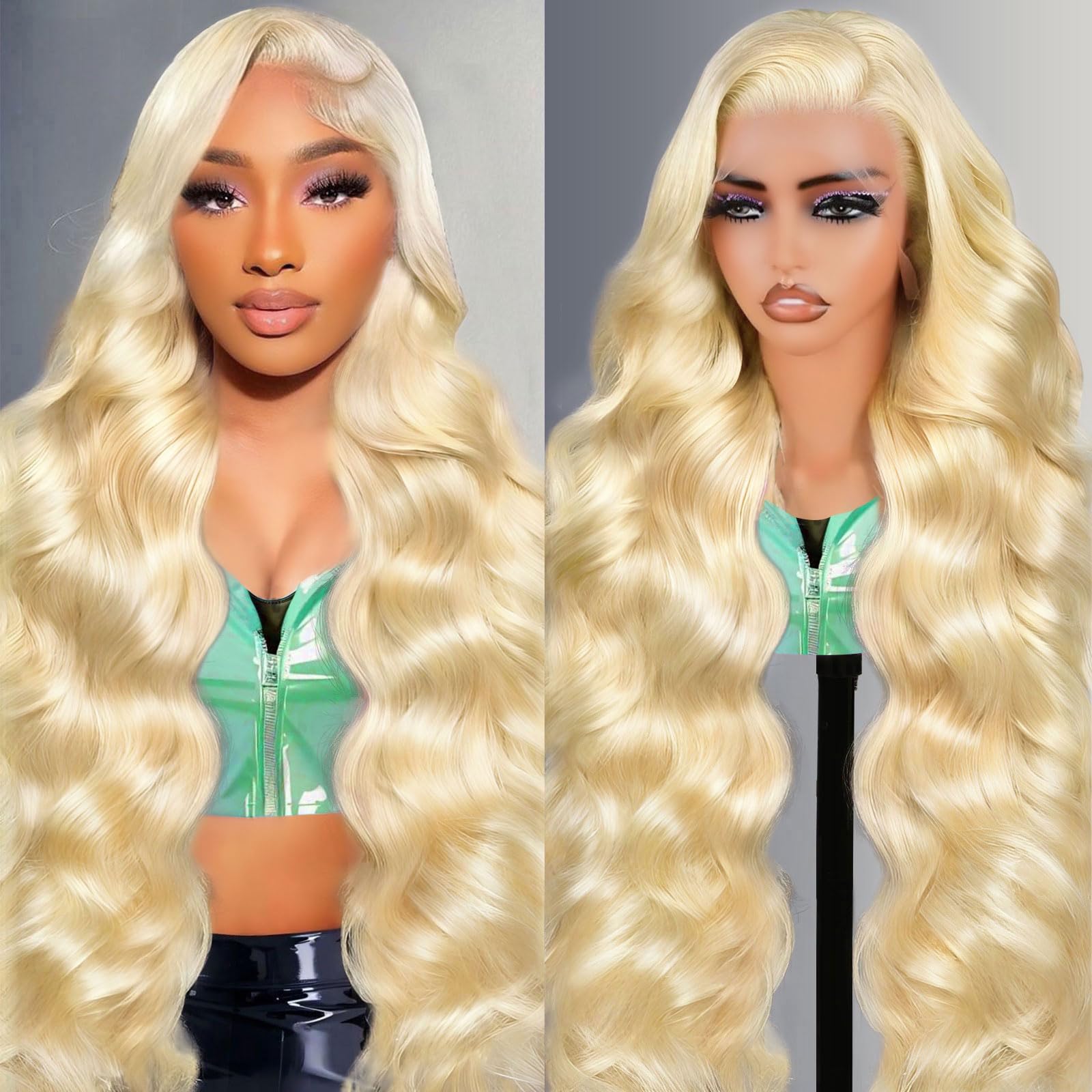 613 Blonde 13x6 Lace Front Wig - 28 Inch Human Hair Body Wave Wig with HD Lace Frontal, 200% Density, Pre-Plucked & Glueless Design - Perfect for Daily Wear, Cosplay, Parties, and Special Occasions