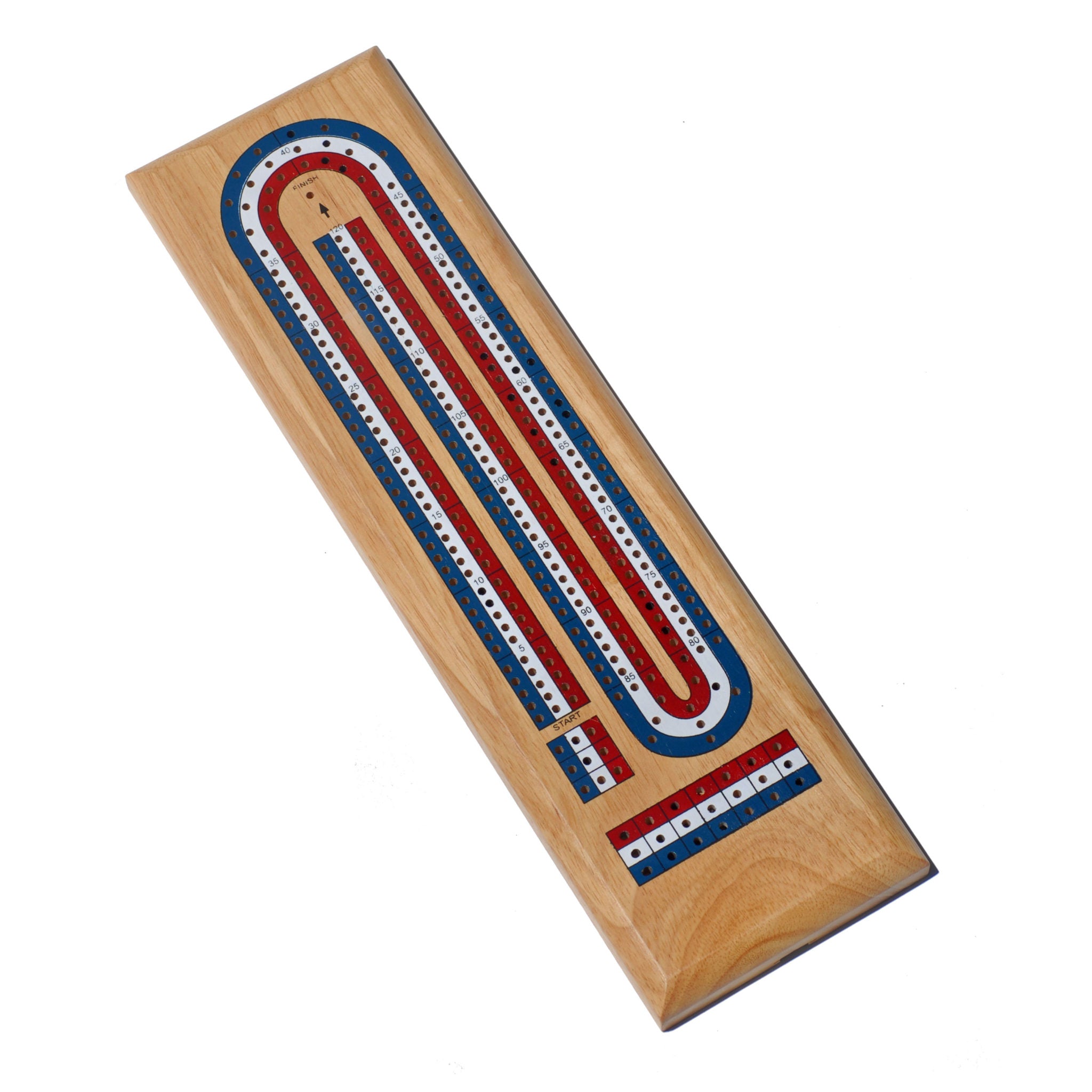 Premium Cribbage Board with 3 Tracks - Red, White & Blue - Perfect for Family Game Nights & Travel