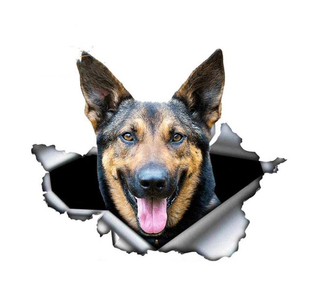 Funny German Shepherd Dog Car Sticker - 25Cm Torn Metal Decal, Reflective Bumper & Windshield Decoration for Pet Lovers | Perfect for SUV, Truck & Car Rear Window Decor