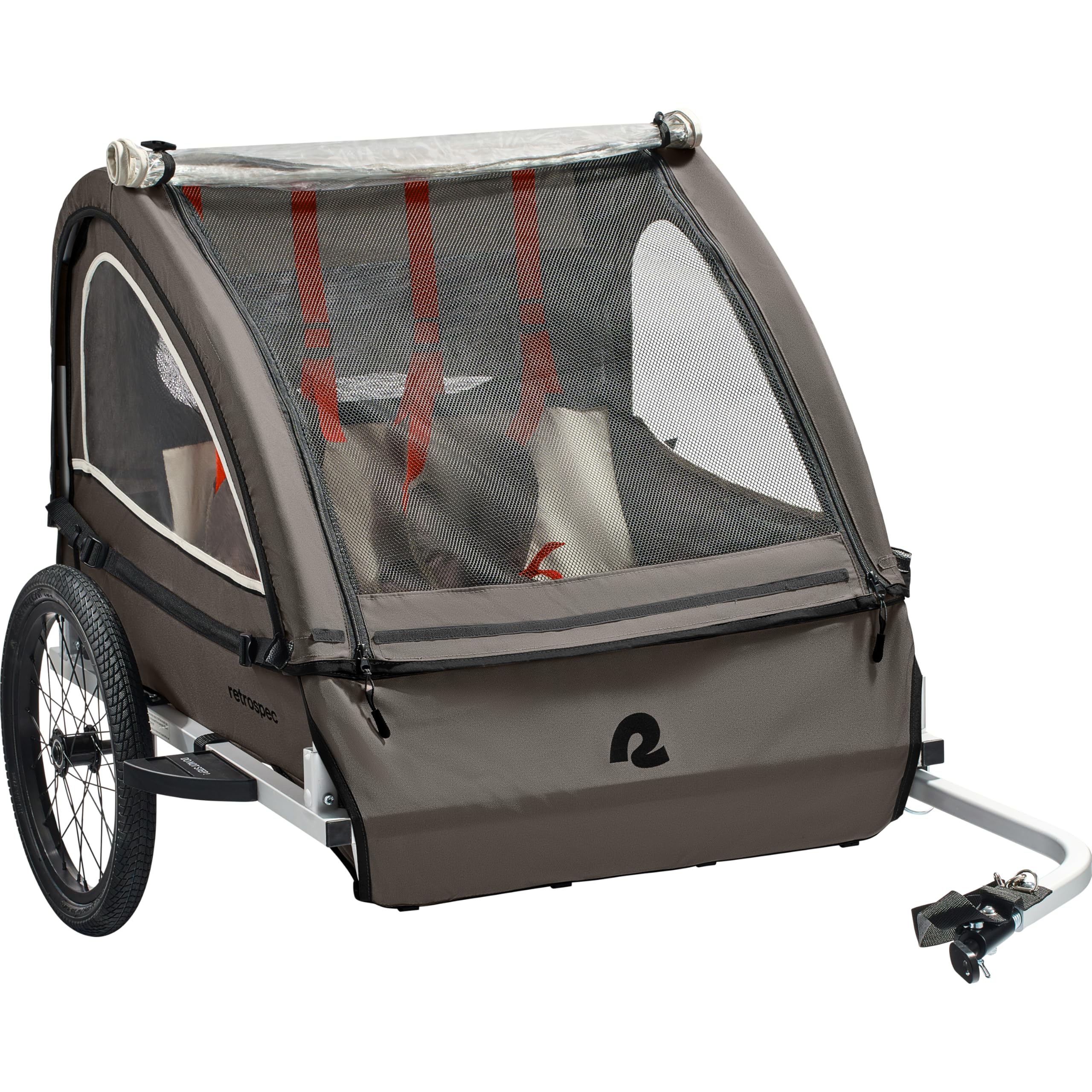 Retrospec Rover Plus Foldable Bike Trailer for Kids - Single/Double Passenger Child Bike Carrier with 5-Point Safety Harness, Reflective & Weather-Resistant Fabric - Safety Flag Included (Supports 40-80 lbs) - Perfect for Family Cycling, Outdoor Adventures & Safe Commuting