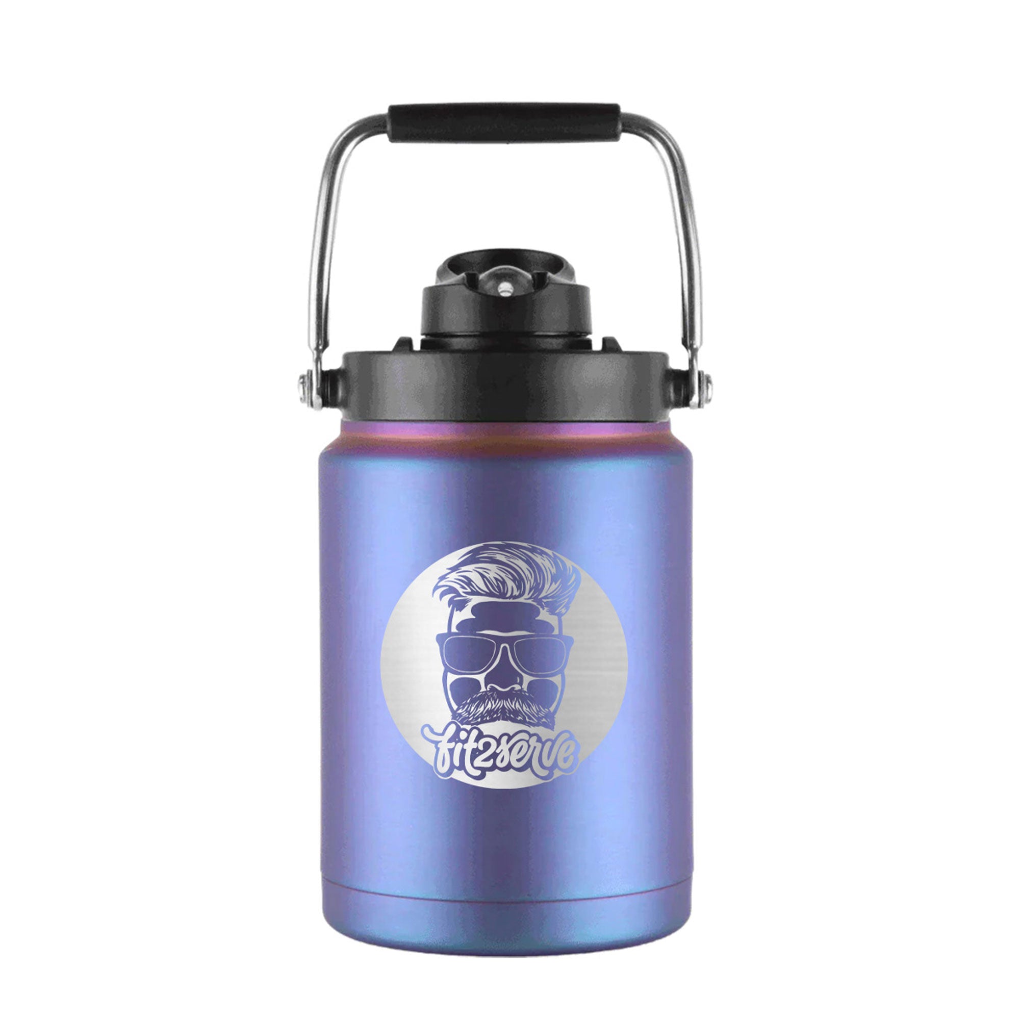 FIT2SERVE 64oz Half Gallon Water Bottle with Handle - Leak Proof BPA Free Wisteria Purple Jug for Gym, Hiking & Outdoor Activities