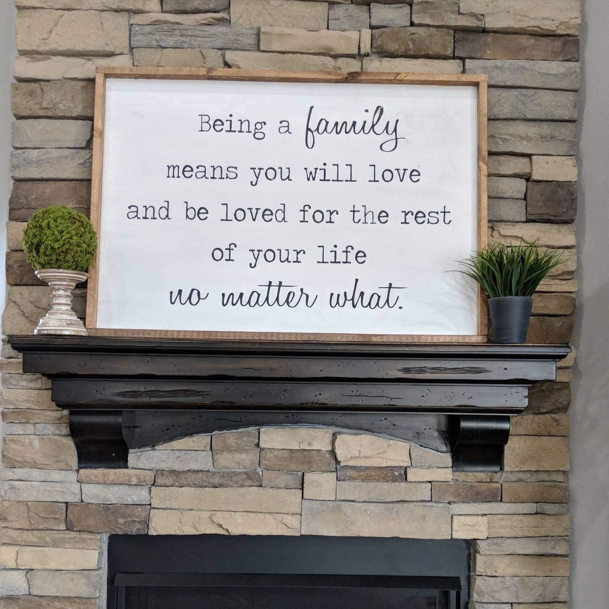 Farmhouse Love Sign - 'Being a Family Means You Love and Be Loved for The Rest of Your Life' - Motivational Wooden Wall Decor for Home, Living Room, Bedroom & Family Gatherings