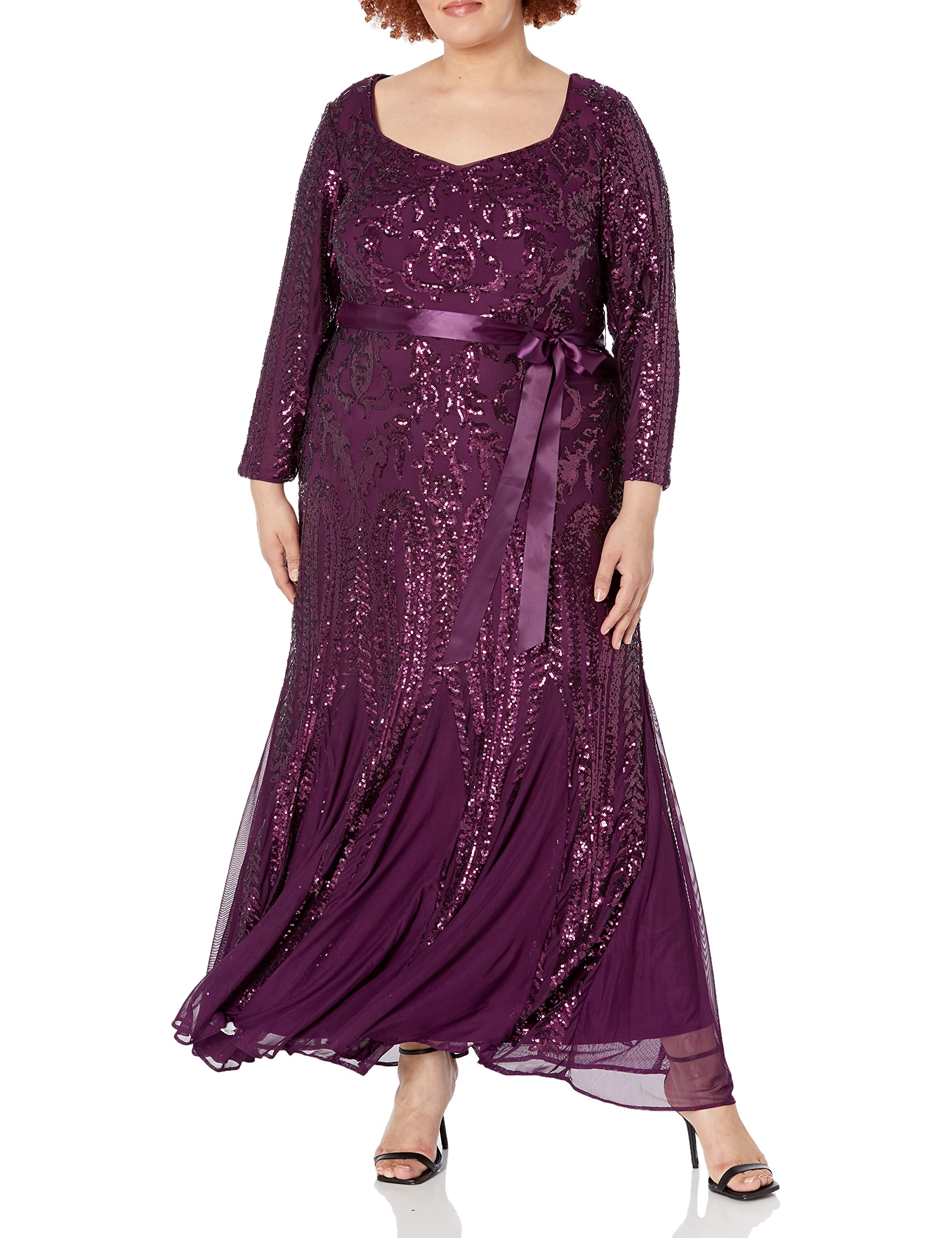 R&M Richards Women's Plus Size Sweetheart Sequin Evening Dress for Prom, Wedding & Special Occasions
