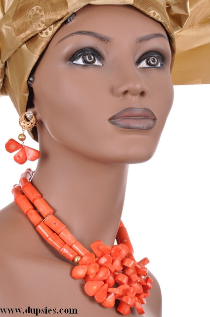 Elegant African Beads Jewelry Set for Women - DPJ340 | Handmade Beaded Necklace & Bracelet | Perfect for Parties, Weddings & Cultural Events