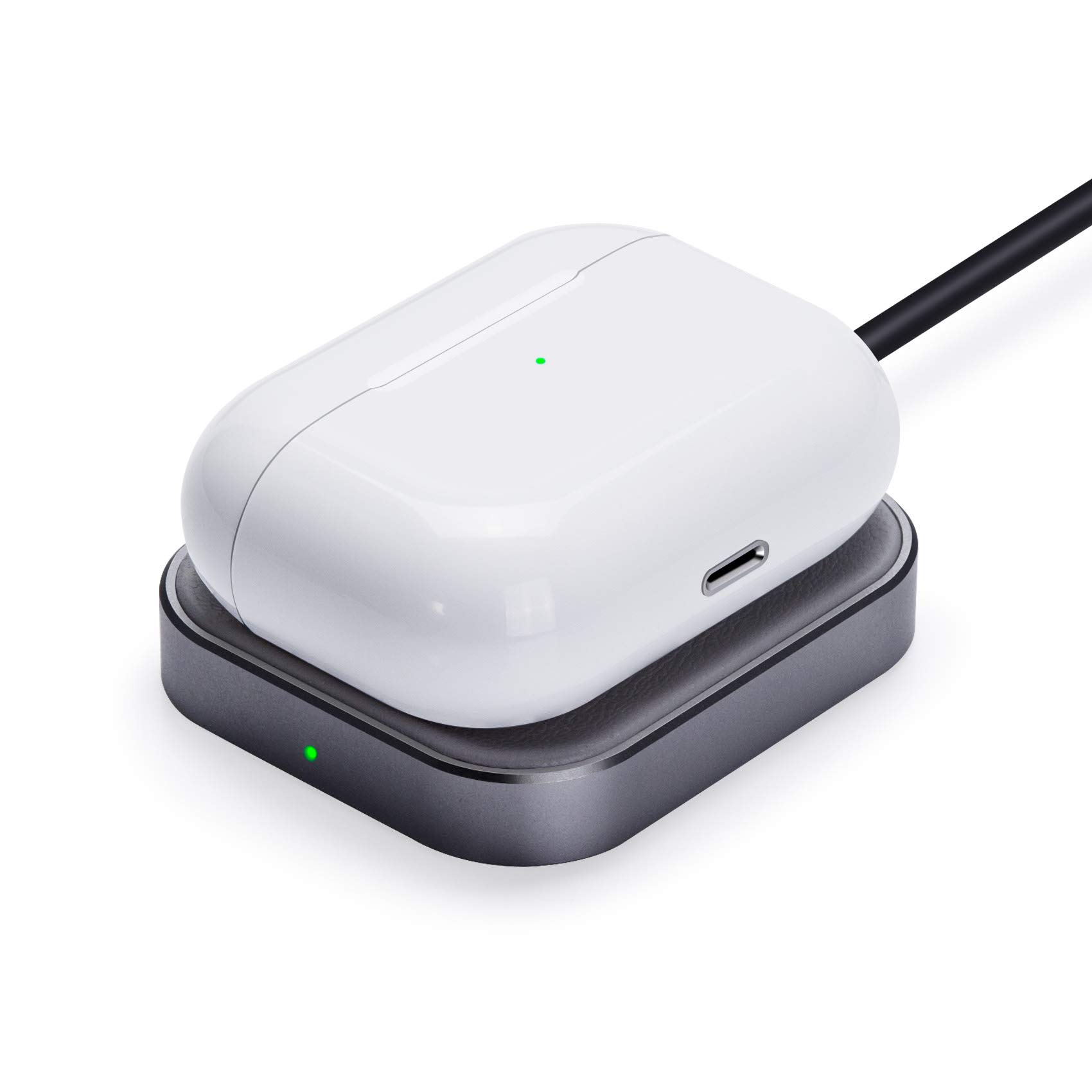 Wireless Charger for AirPods Pro 2nd Gen/4/3/2 with Active Noise Cancellation - Fast Charging Station for Apple AirPods (Grey) | Perfect for Home, Office & Travel Use
