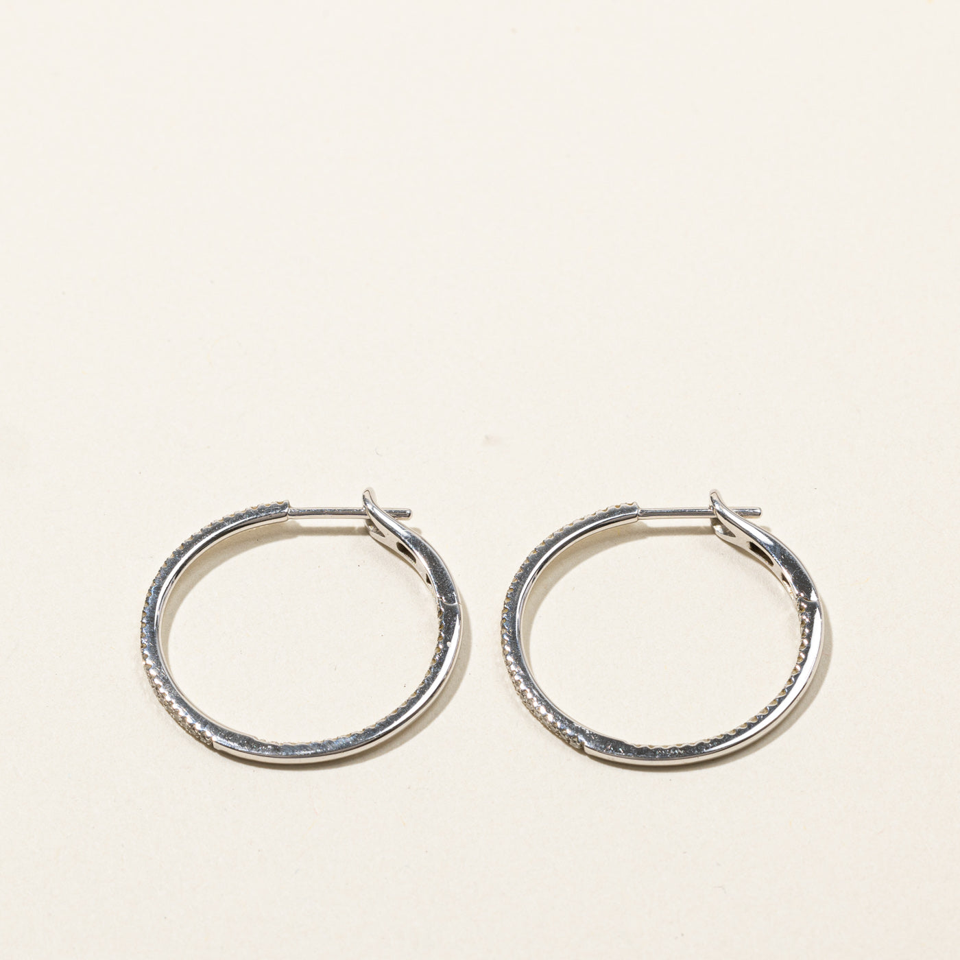 14K Gold Pave Diamond Hoop Earrings for Women | 0.38 Carat Total Weight (ctw) | Sparkling Everyday Wear & Special Occasion Jewelry Gift