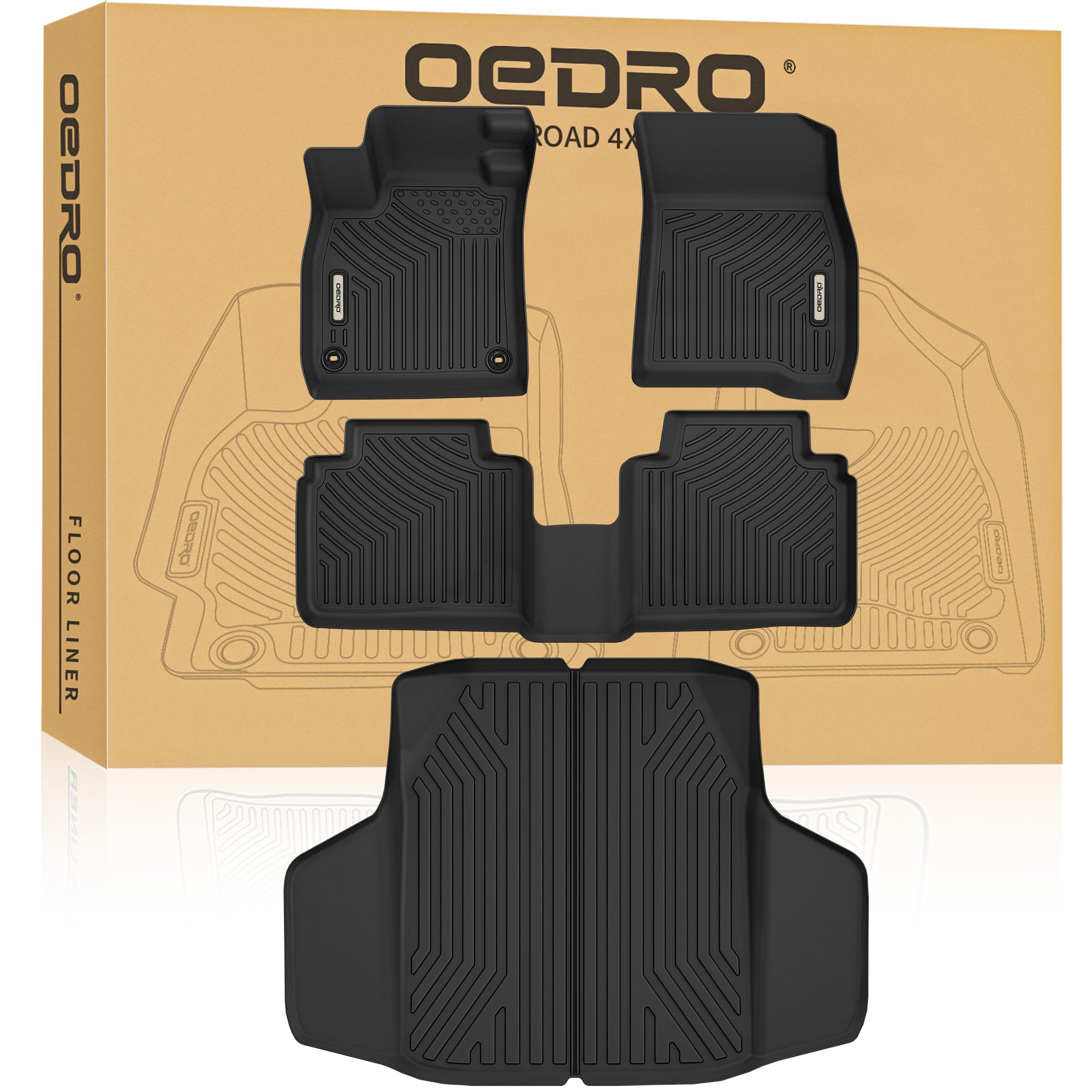 OEDRO All-Weather TPE Floor Mats & Cargo Trunk Liners for 2023-2025 Honda Accord & Accord Hybrid - Perfect for Daily Commute, Road Trips & Weather Protection (Black)