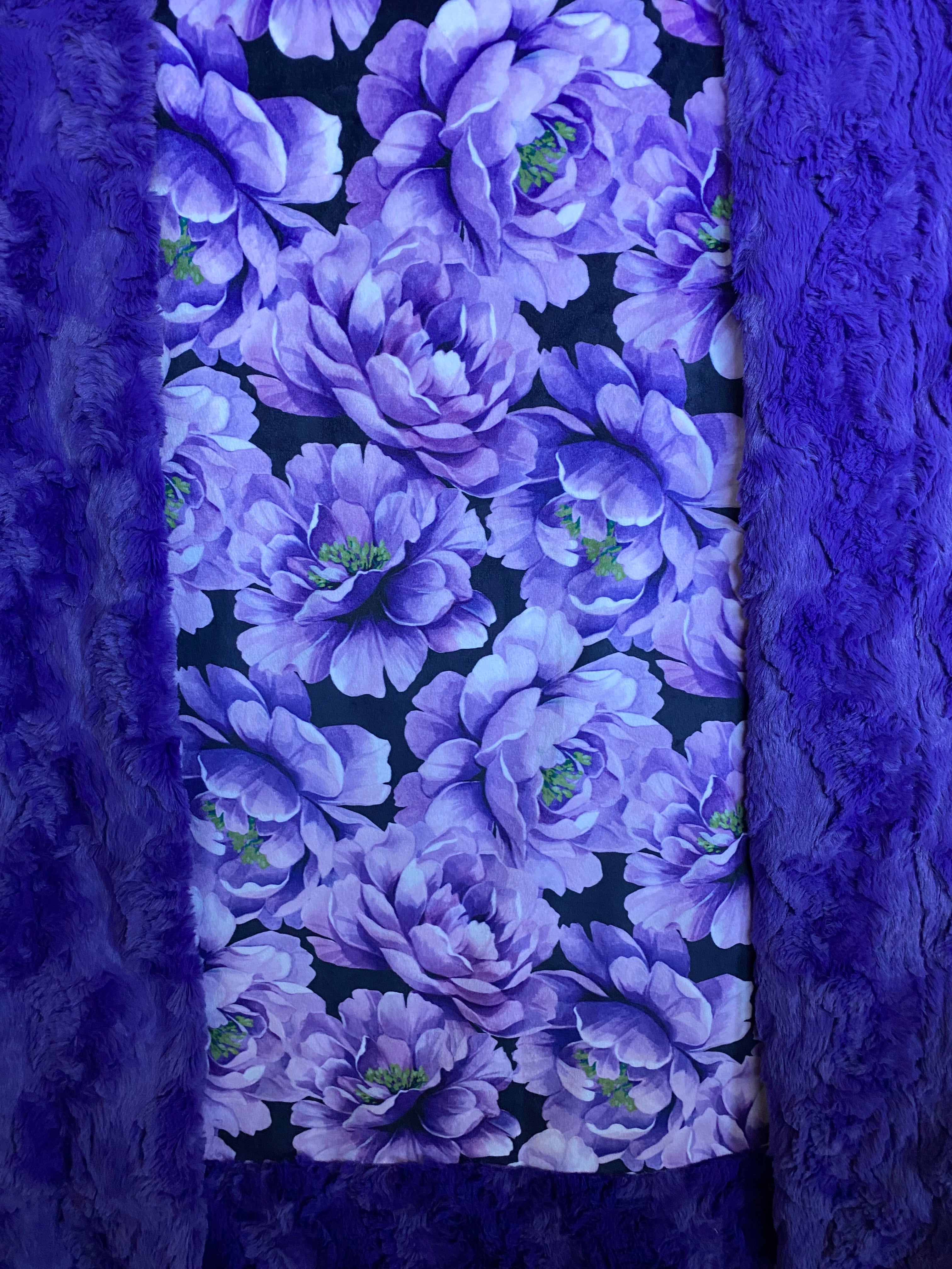 Petal Floral Viola Glacier Large Minky Blanket 53x66 - Ultra Soft Cozy Throw Blanket for Bed, Sofa & Nursery Decor