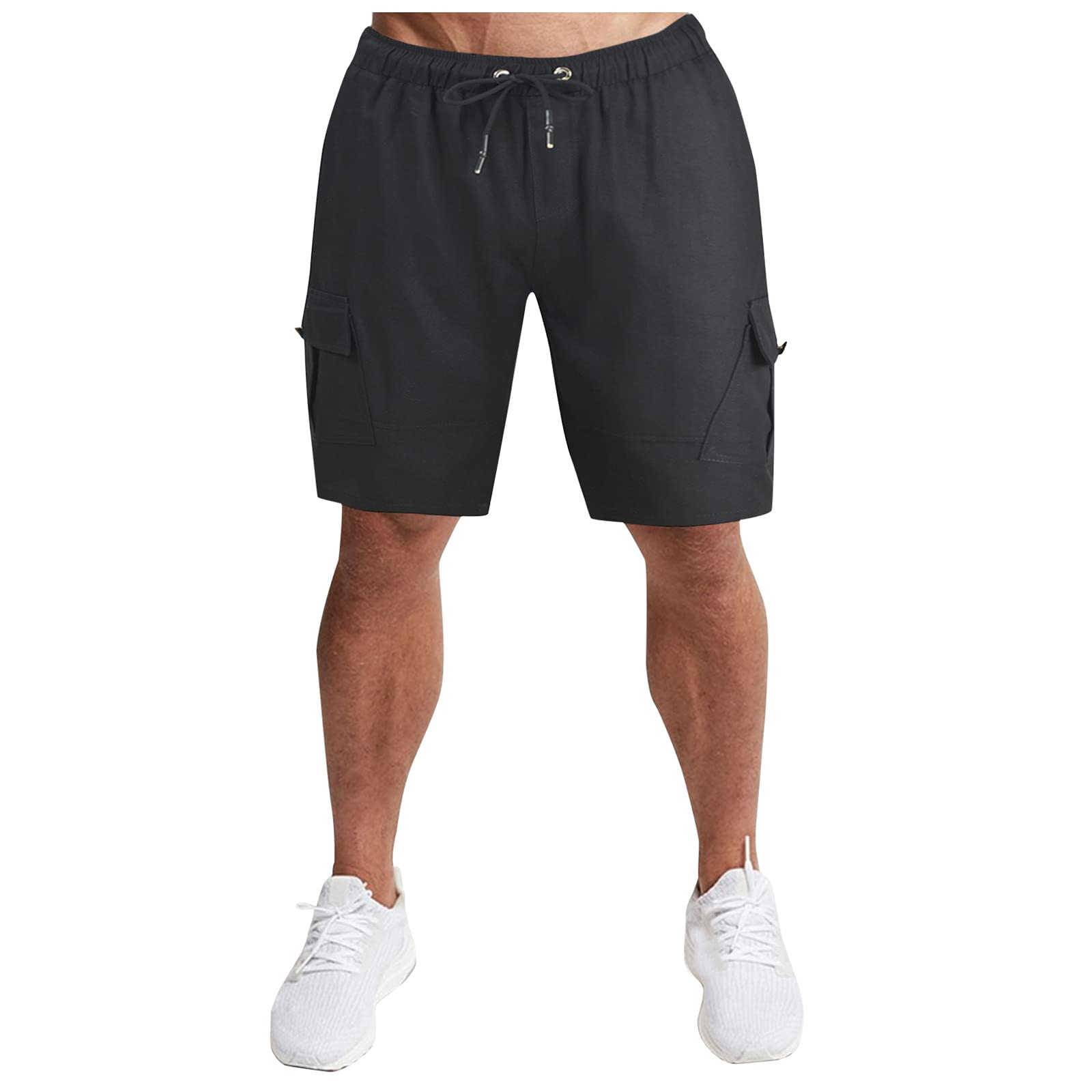 FMCHICO Men's Cargo Shorts with Elastic Waist - Relaxed Fit Cotton Casual Shorts for Outdoor, Work & Summer | Lightweight Breathable Comfort for Hiking, Travel & Everyday Wear