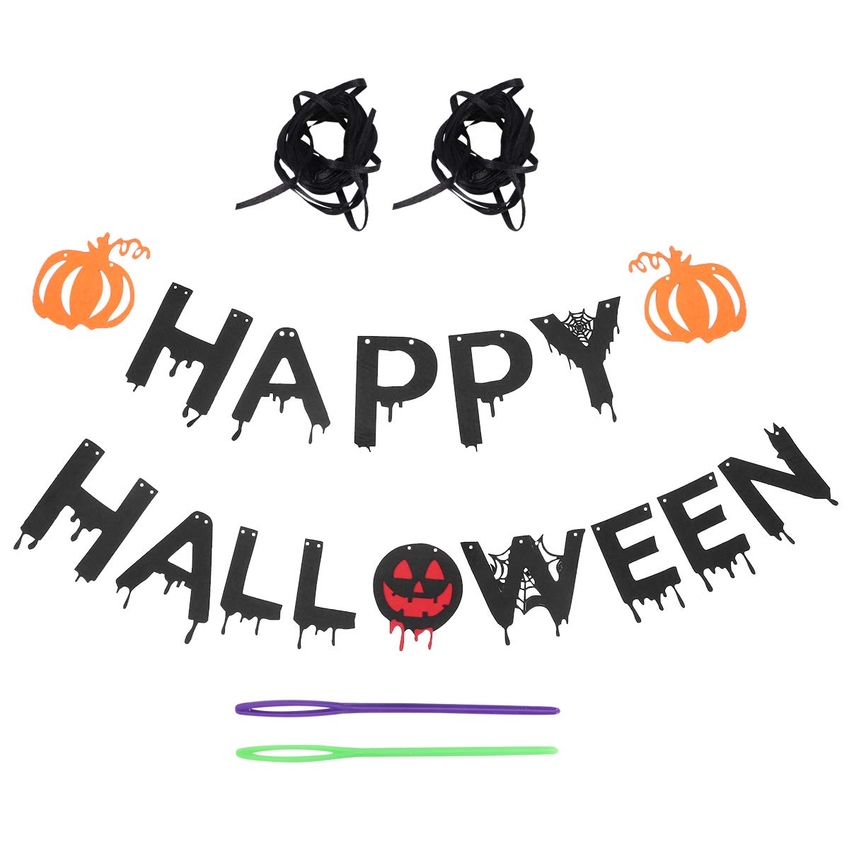 PRETYZOOM Halloween Party Decorations - 1pc Black Pumpkin Flag Banner with Letters for Spooky Home Decor | Perfect for Halloween Parties, Porch Decorations & Seasonal Gift Giving