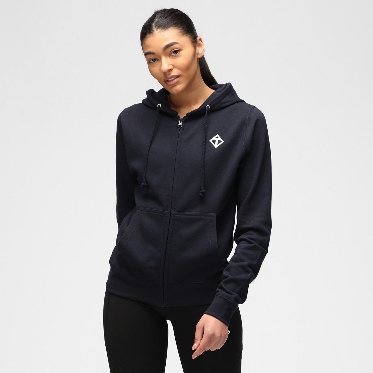 Navy Blue Diamond Pattern Women's Hoodie - Cozy & Stylish Pullover for Casual Wear, Lounge & Outdoor Activities