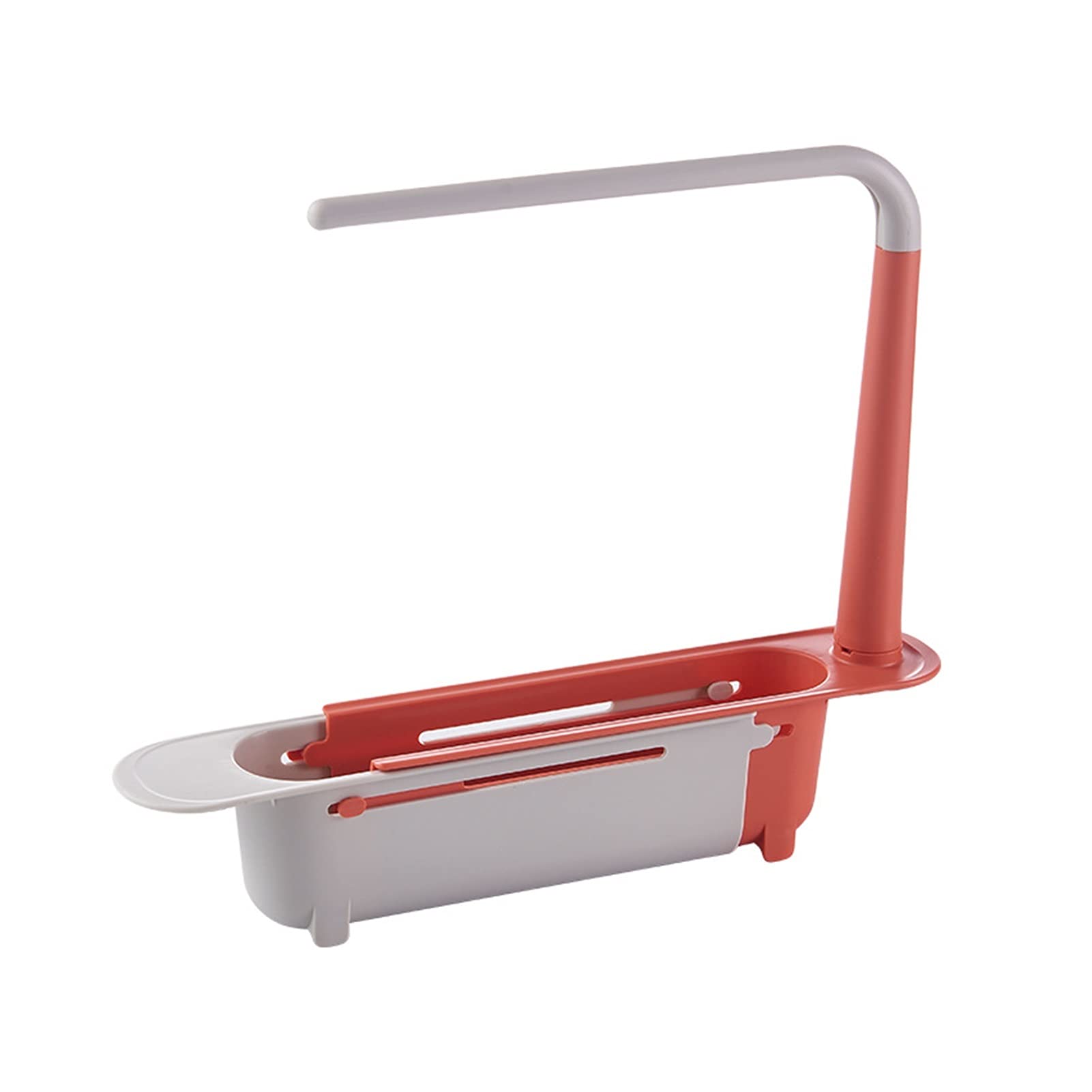 Expandable Sink Shelf Organizer - Soap & Sponge Holder, Drain Rack Storage Basket - Space Saving Kitchen Accessory for Small Spaces (Red) - Perfect for Apartments, RVs & Compact Kitchens