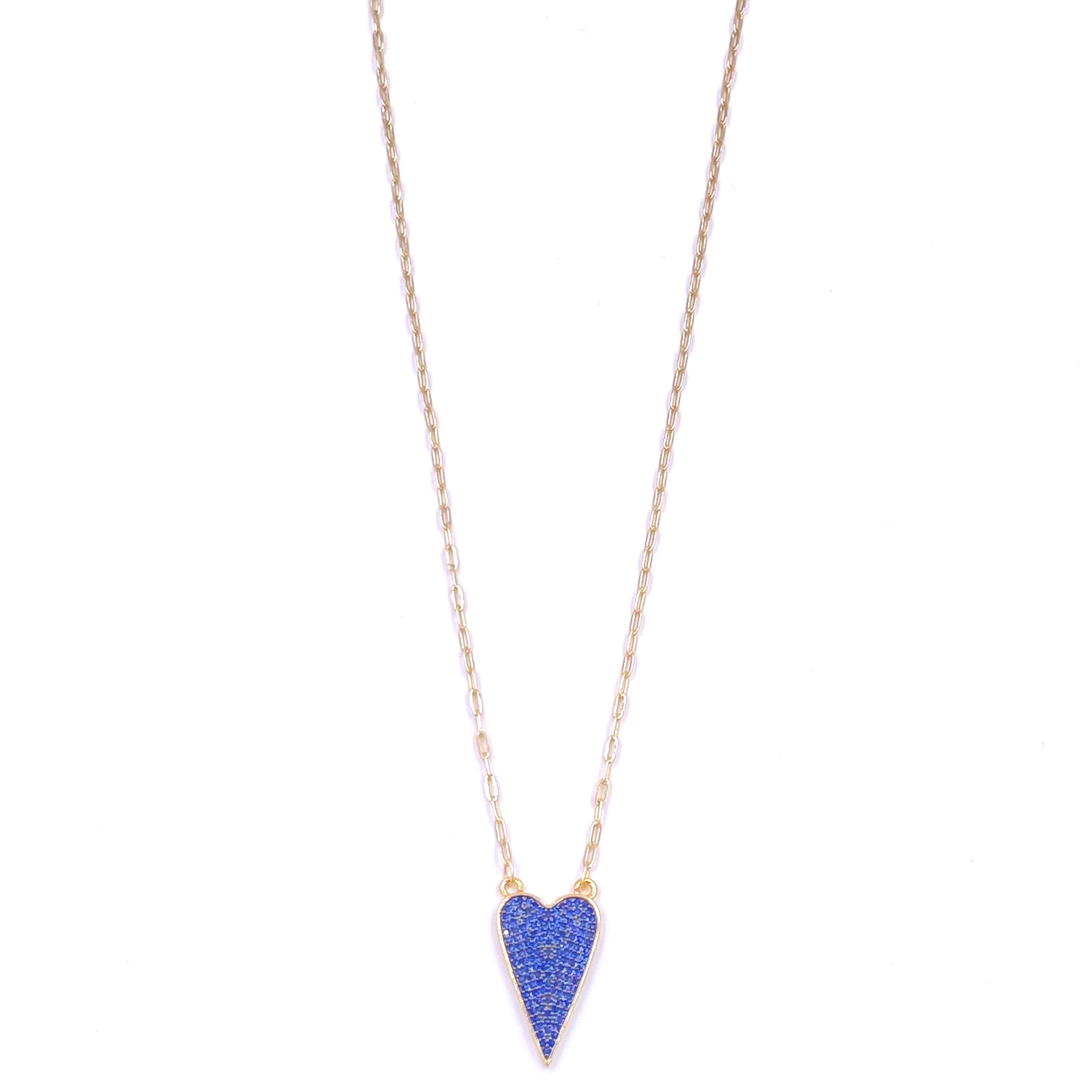 Ashley Gold Stainless Steel Heart Pendant Necklace with Blue CZ Stones - Elegant Jewelry for Women, Perfect for Valentine's Day Gifts, Anniversary Presents & Romantic Occasions