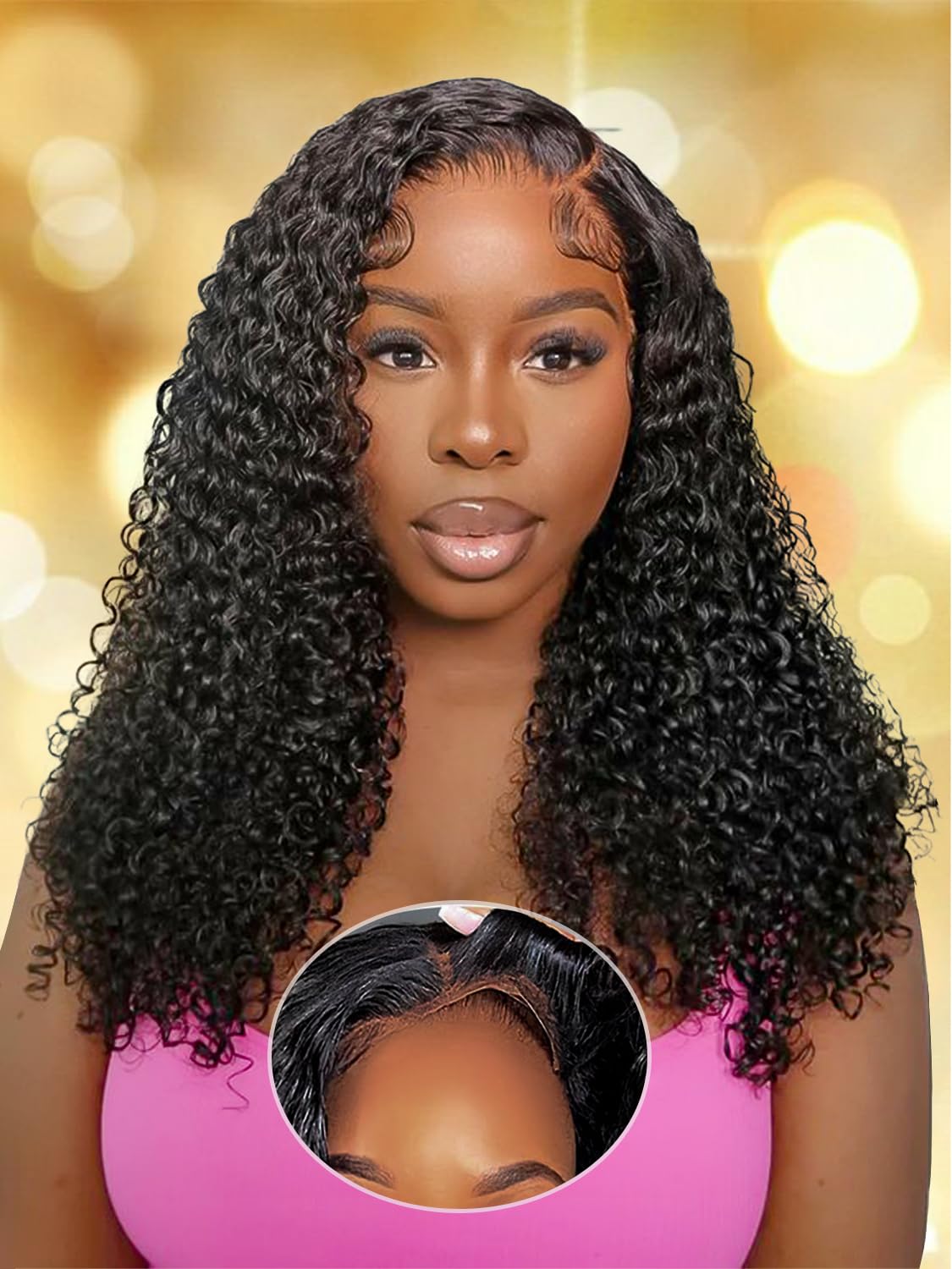 5x5 HD Lace Glueless Wigs for Black Women - 180% Density Human Hair Curly Wigs (24 Inch) | Wear & Go Natural Look for Daily Wear, Parties & Special Occasions