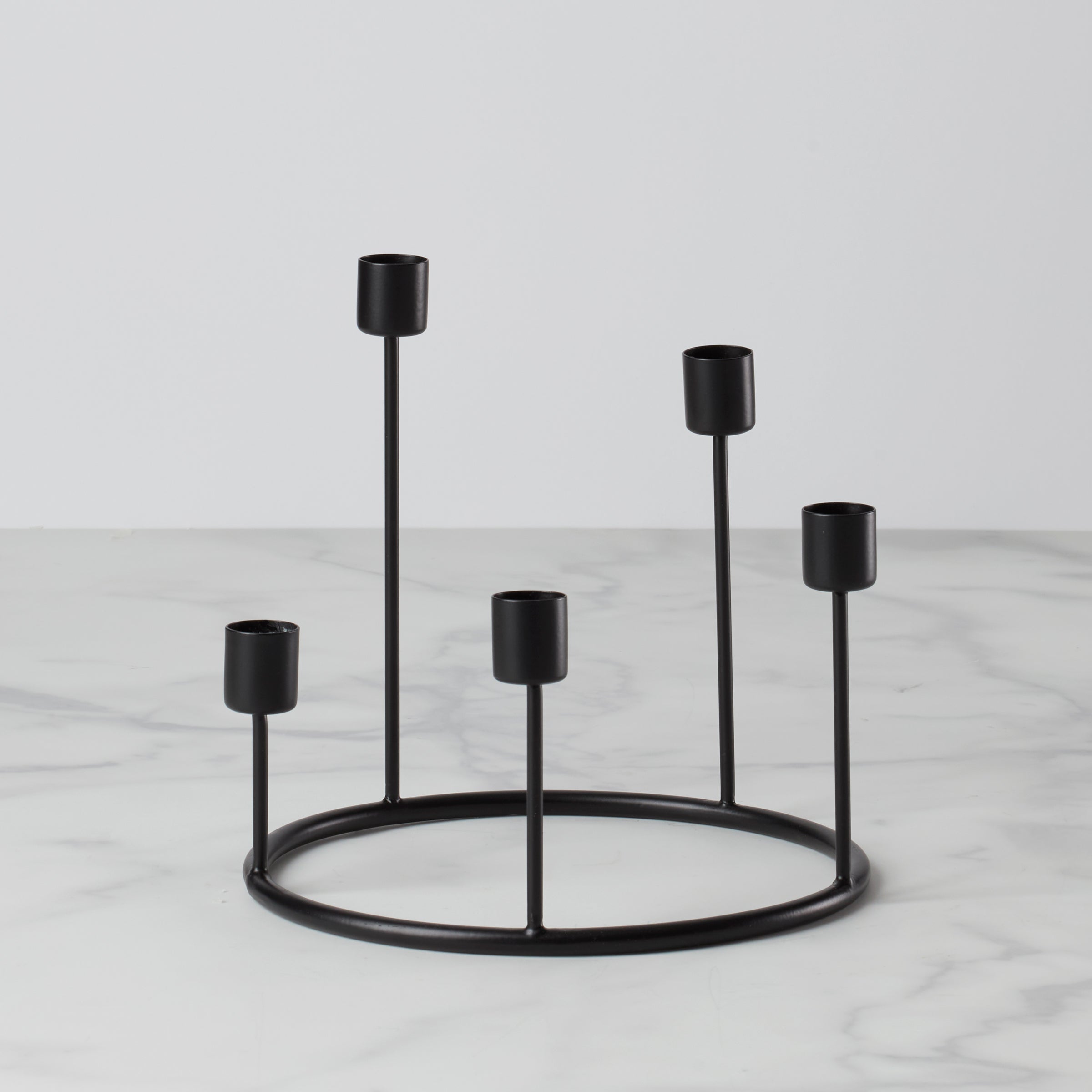 Kent Small Black Candlestick Wreath - Elegant Home Decor for Christmas, Weddings & Table Centerpieces