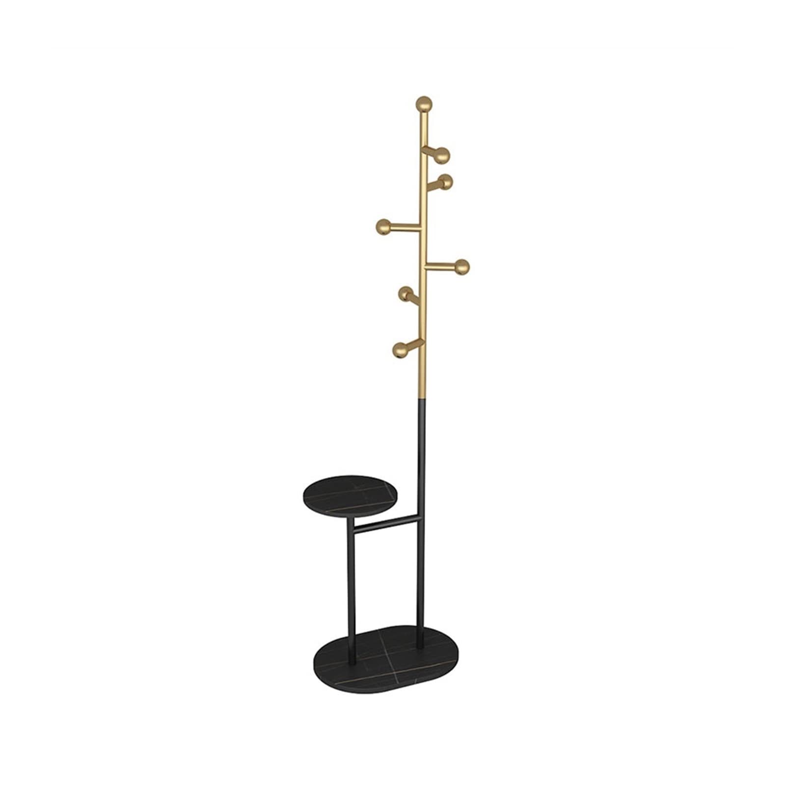 TOMYEUS Freestanding Coat Rack with Marble Base - 6 Hooks Metal Floor Hanger for Coats, Hats, Scarves & Handbags - Modern Entryway, Bedroom & Living Room Organizer (Color: C)