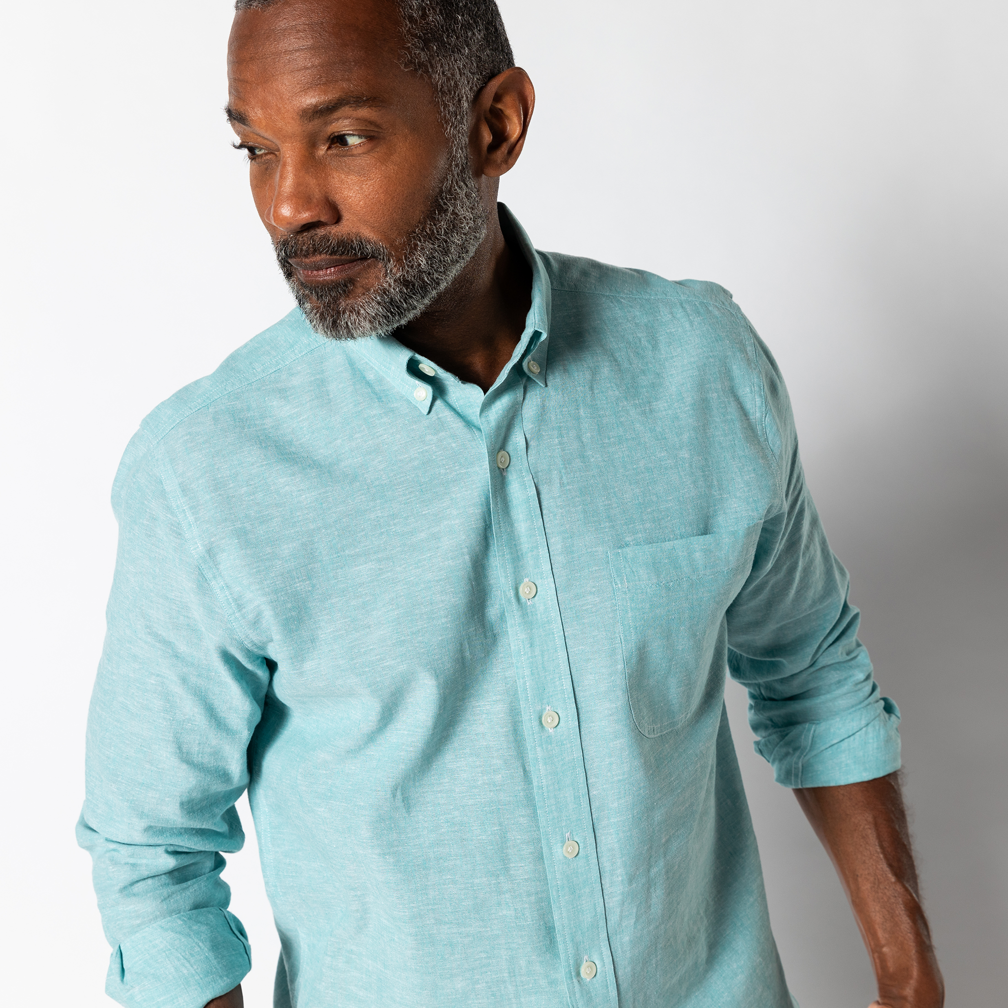 Men's Linen Cotton Oxford Sport Shirt - Classic Wallace Solid Button Down Casual Shirt for Business & Travel | Breathable Summer Office Wear