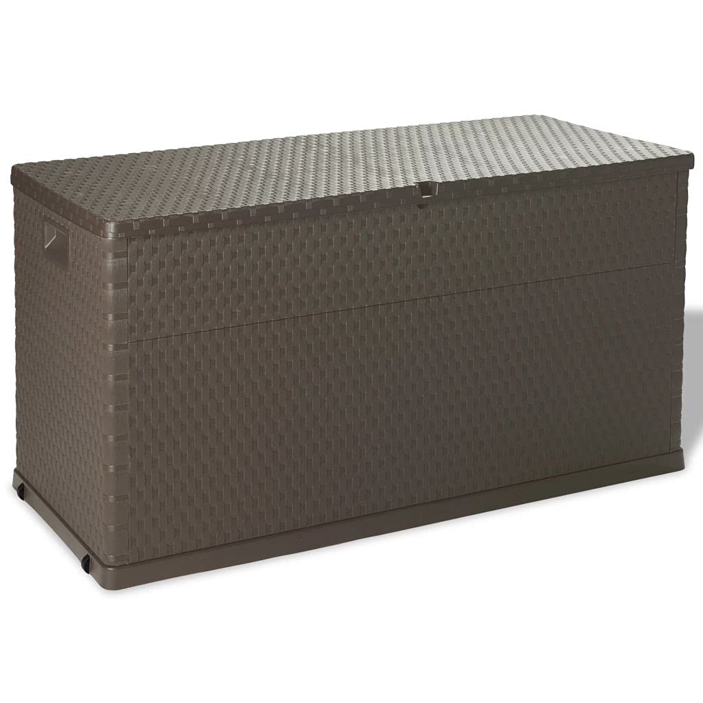 Unfade Memory Outdoor Storage Shed - 47.2x22x24.8 Inch Weatherproof Garden Storage Cabinet for Tools, Furniture, Equipment & Toys - Durable Brown Storage Box for Patio, Backyard & Garage Organization