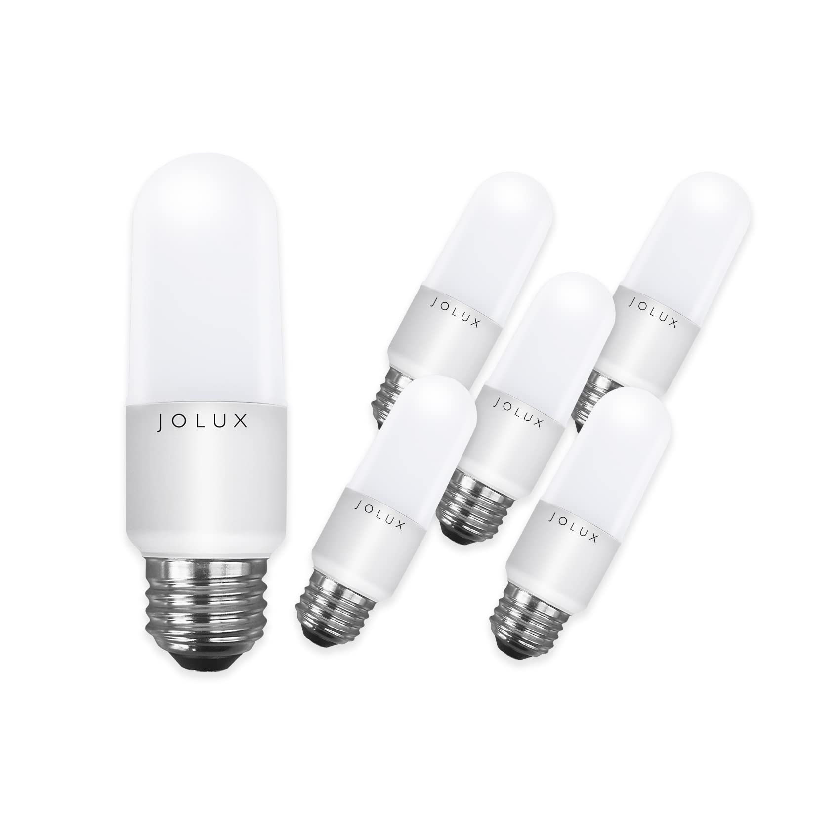 Jolux 6-Pack LED Stick Light Bulbs - 60W Equivalent, 800 Lumen, E26 Medium Screw Base - Enclosed Fixture Rated, Non-Dimmable, Daylight White - Perfect for Closets, Pantries, and Utility Rooms