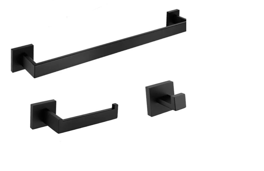 3-Piece Matte Black Bathroom Accessory Set - 22