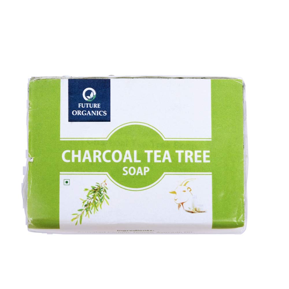 Future Organics Charcoal Tea Tree & Goat Milk Bath Soap Bar - 100% Natural Herbal Ingredients, 100g | Deep Cleansing for Acne-Prone & Sensitive Skin | Perfect for Daily Shower & Spa Relaxation