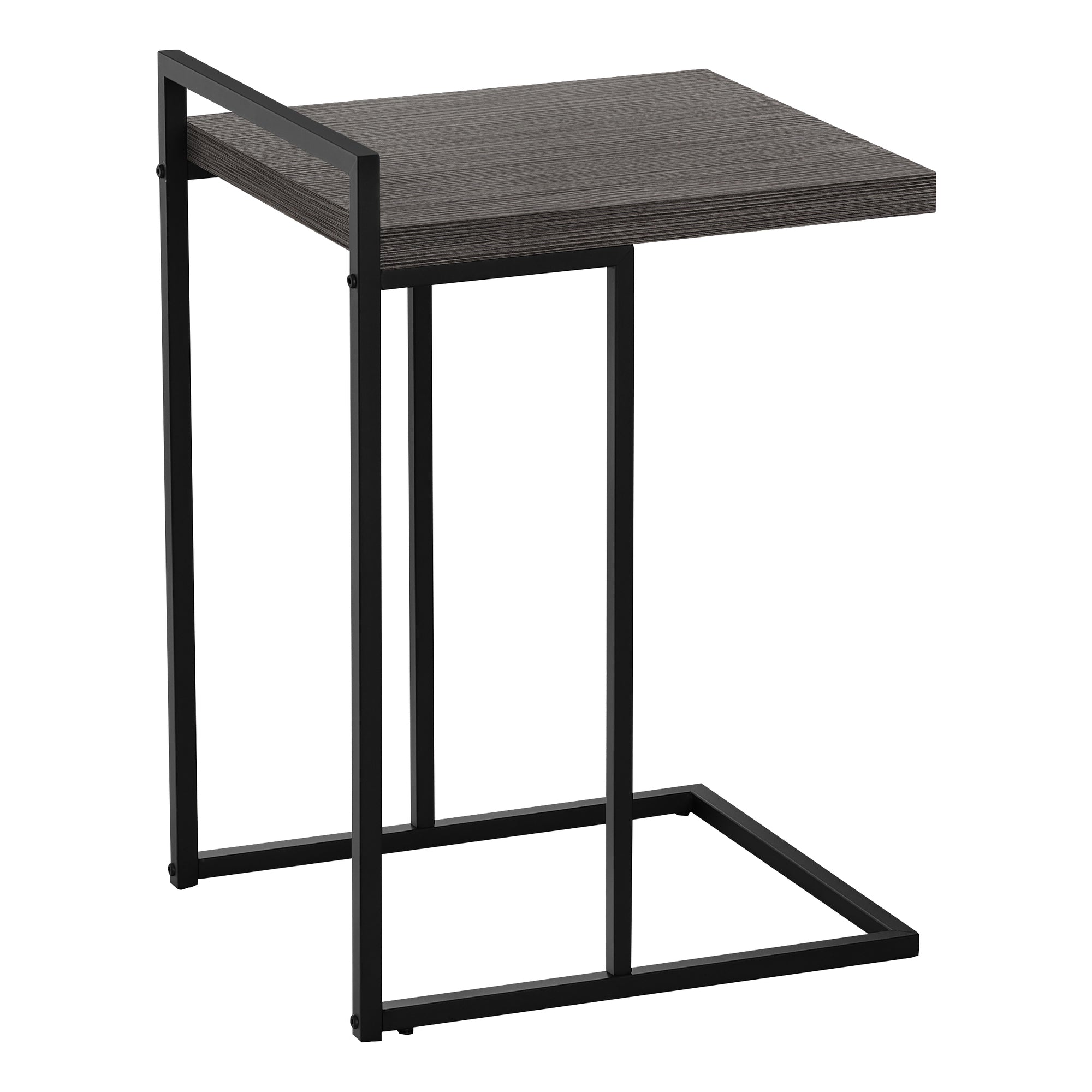 Modern Accent Side Table - 25 Inch Height, Grey Wood Top with Black Metal Frame - Perfect for Living Room, Bedroom, or Office Decor